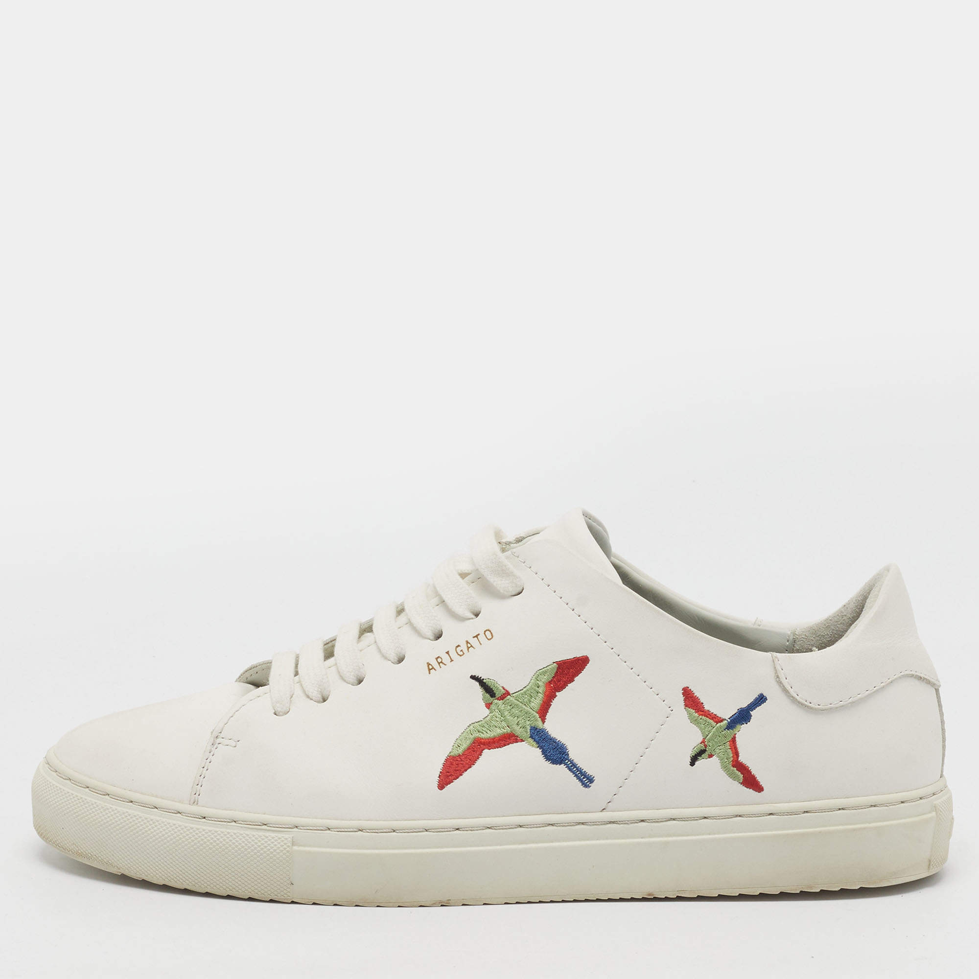 Pre Owned Axel Arigato Clean 90 Bird Size 41 White Leather Lace Up Sneakers