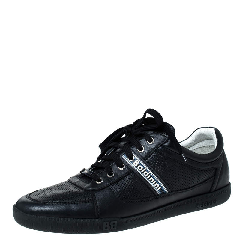 Baldinini Blue Perforated Leather Lace Up Sneakers Size 44 Baldinini | TLC