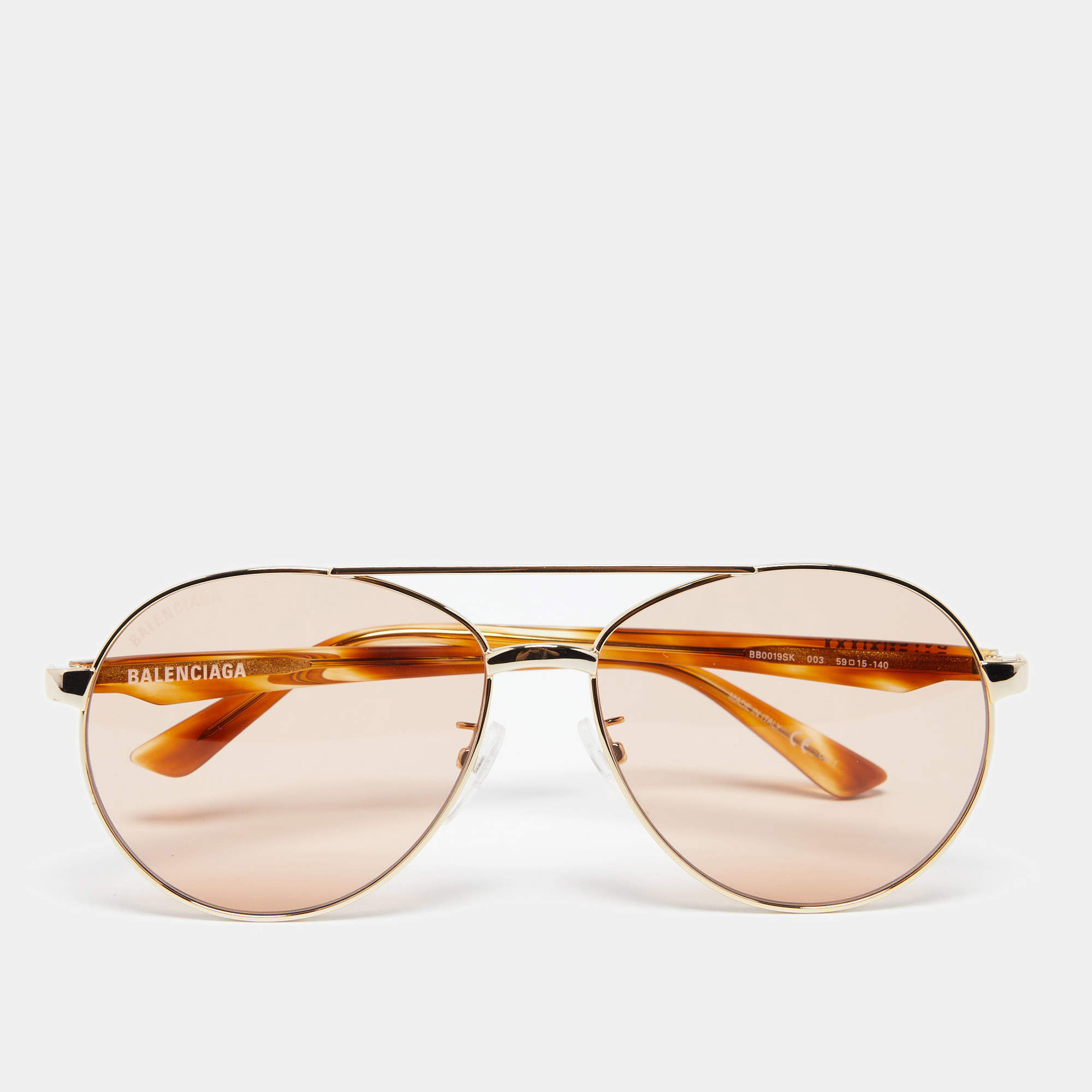 Balenciaga Turquoise Brown BB0019SK Aviator Sunglasses