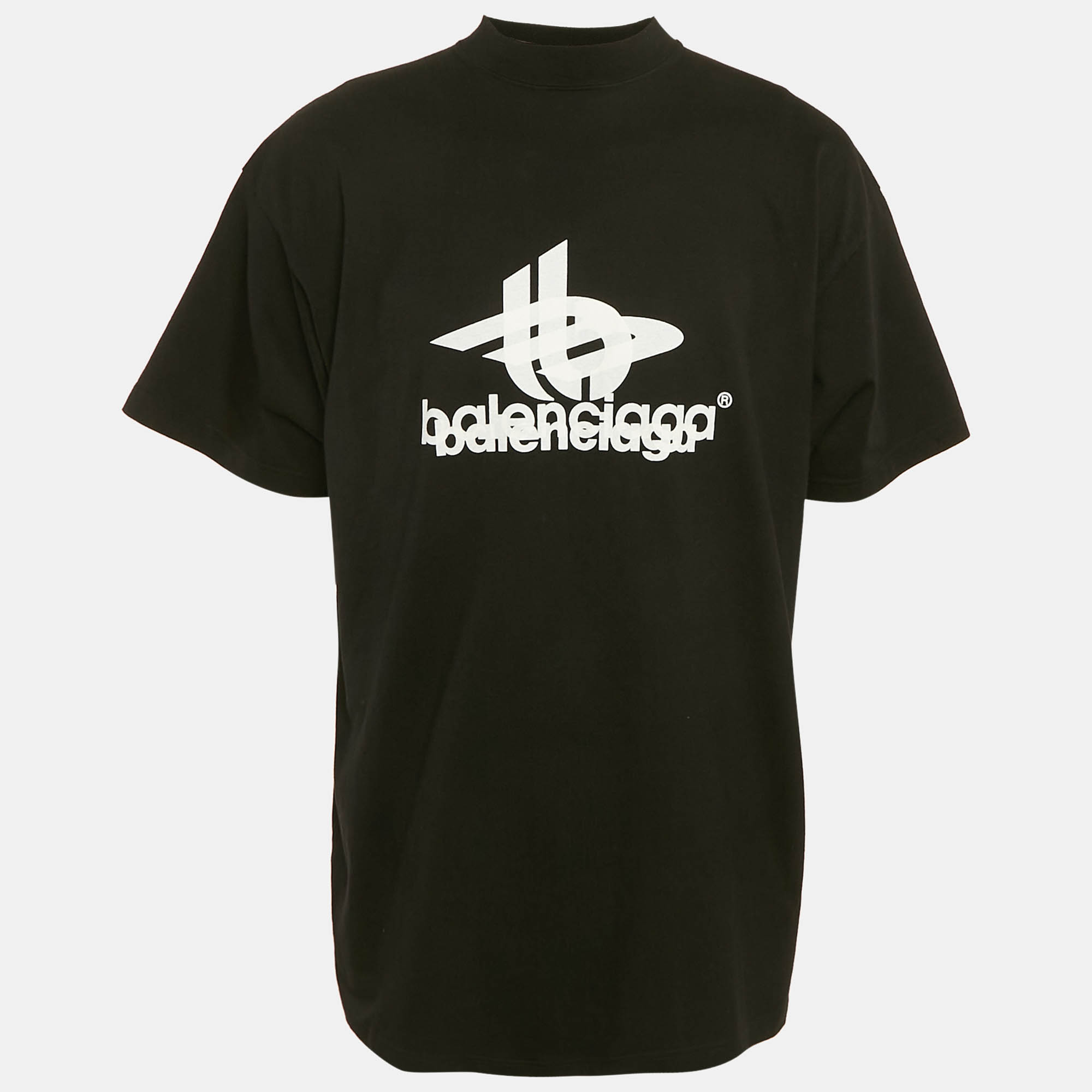 مملوكة مسبقًا Balenciaga Unisex Black Logo Print Cotton Oversized T-Shirt M