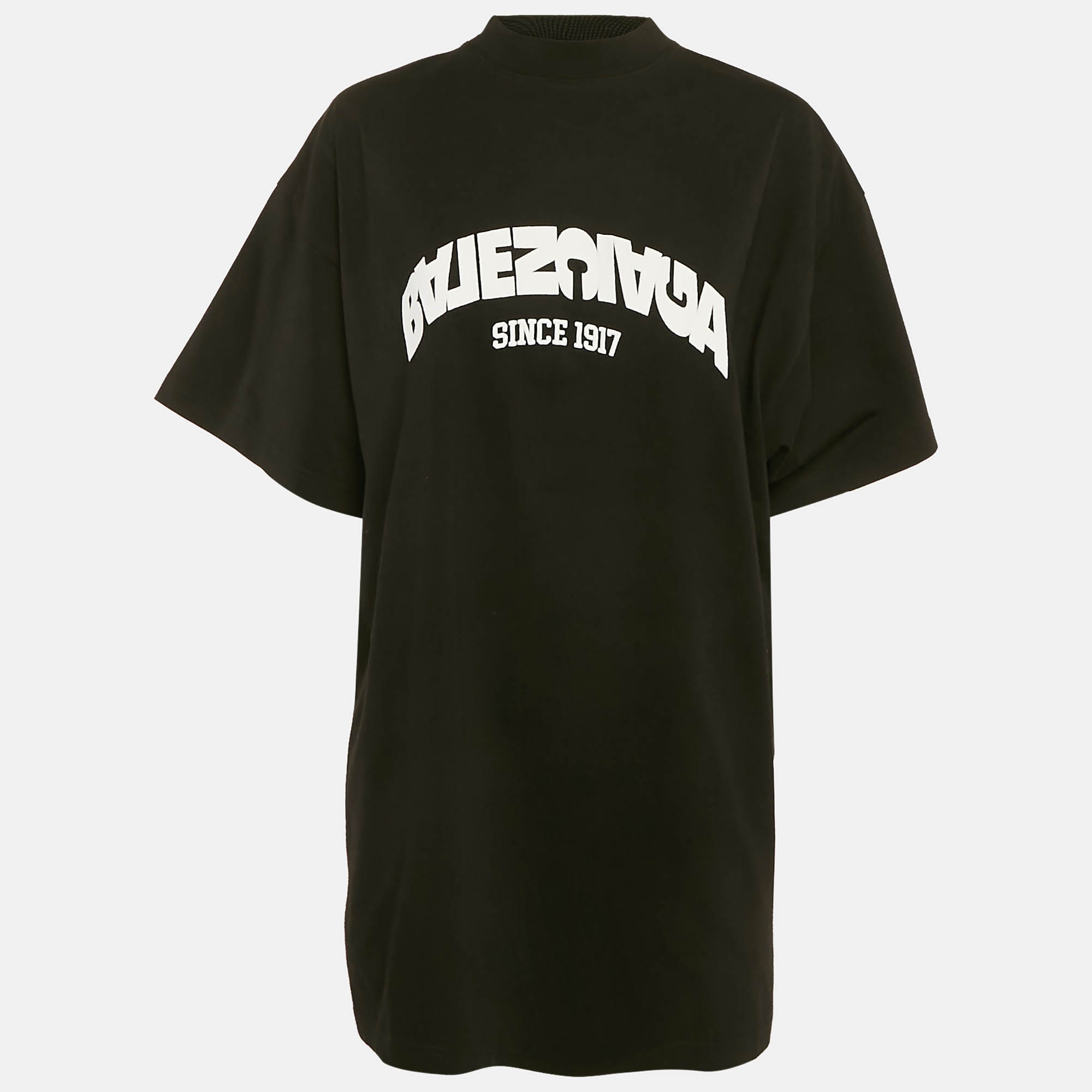 Pre Owned Balenciaga Black Flip Logo Embroidered Cotton Oversized T-Shirt M
