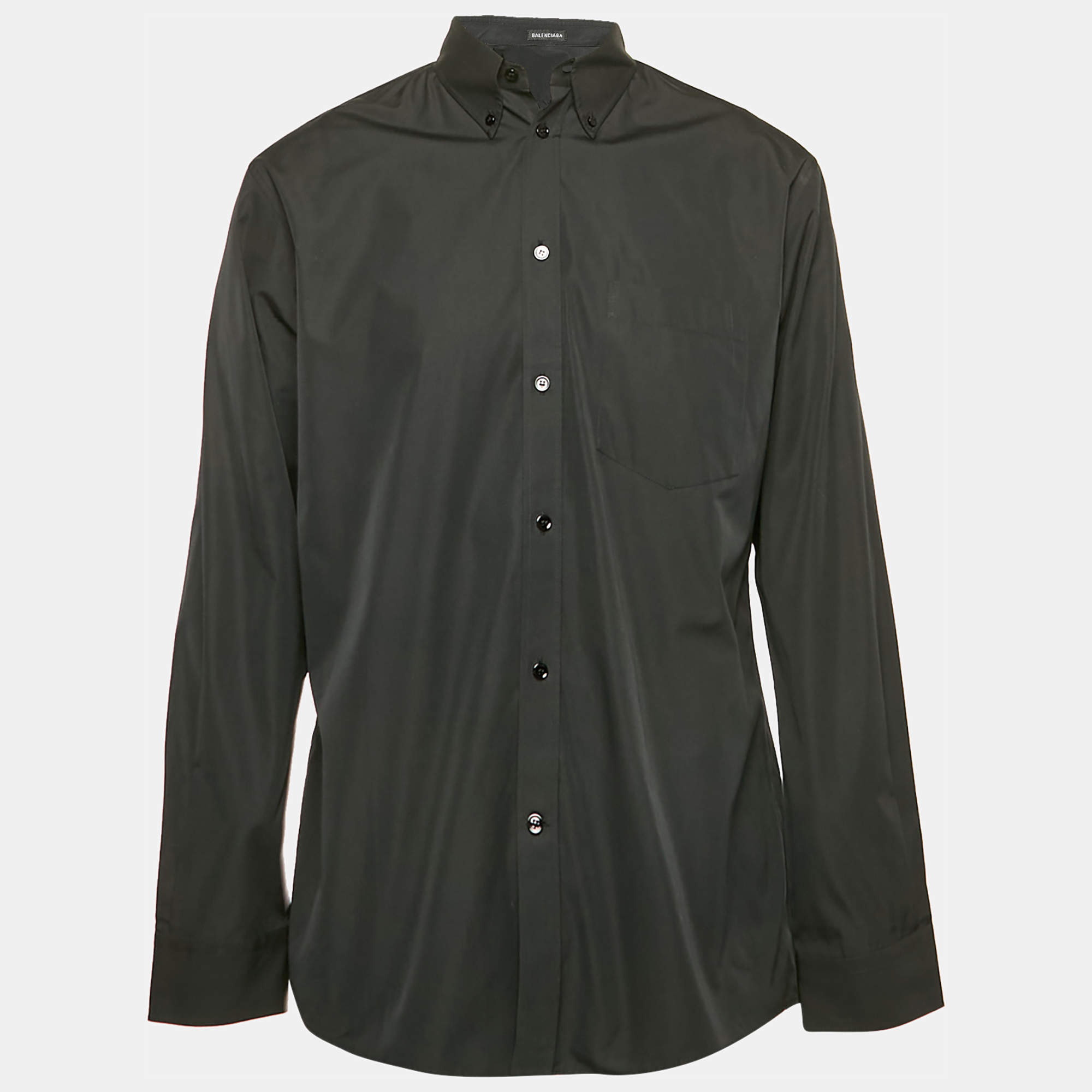 Pre Owned Balenciaga Black Cotton Long Sleeve Shirt M