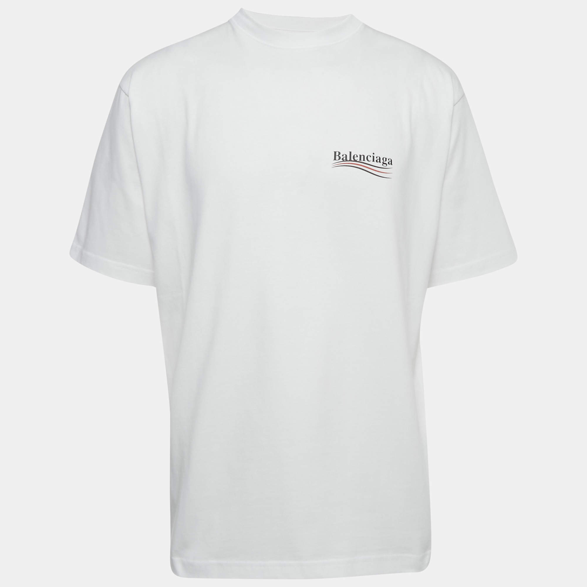 Pre Owned Balenciaga Unisex White Political Campaign Print Cotton T-Shirt XS