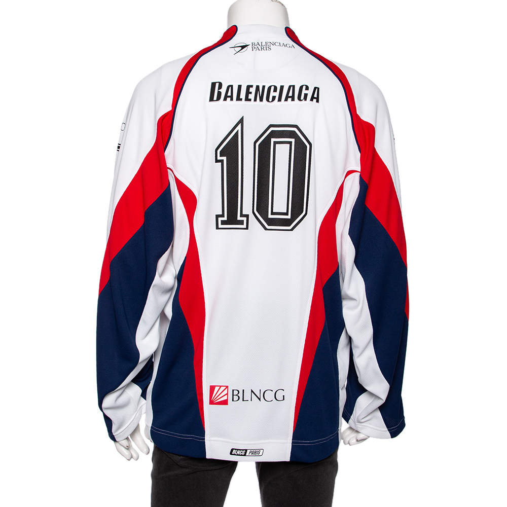 Balenciaga Colorblock Paneled Logo Printed Mesh Jersey Hockey T-Shirt XXS  Balenciaga