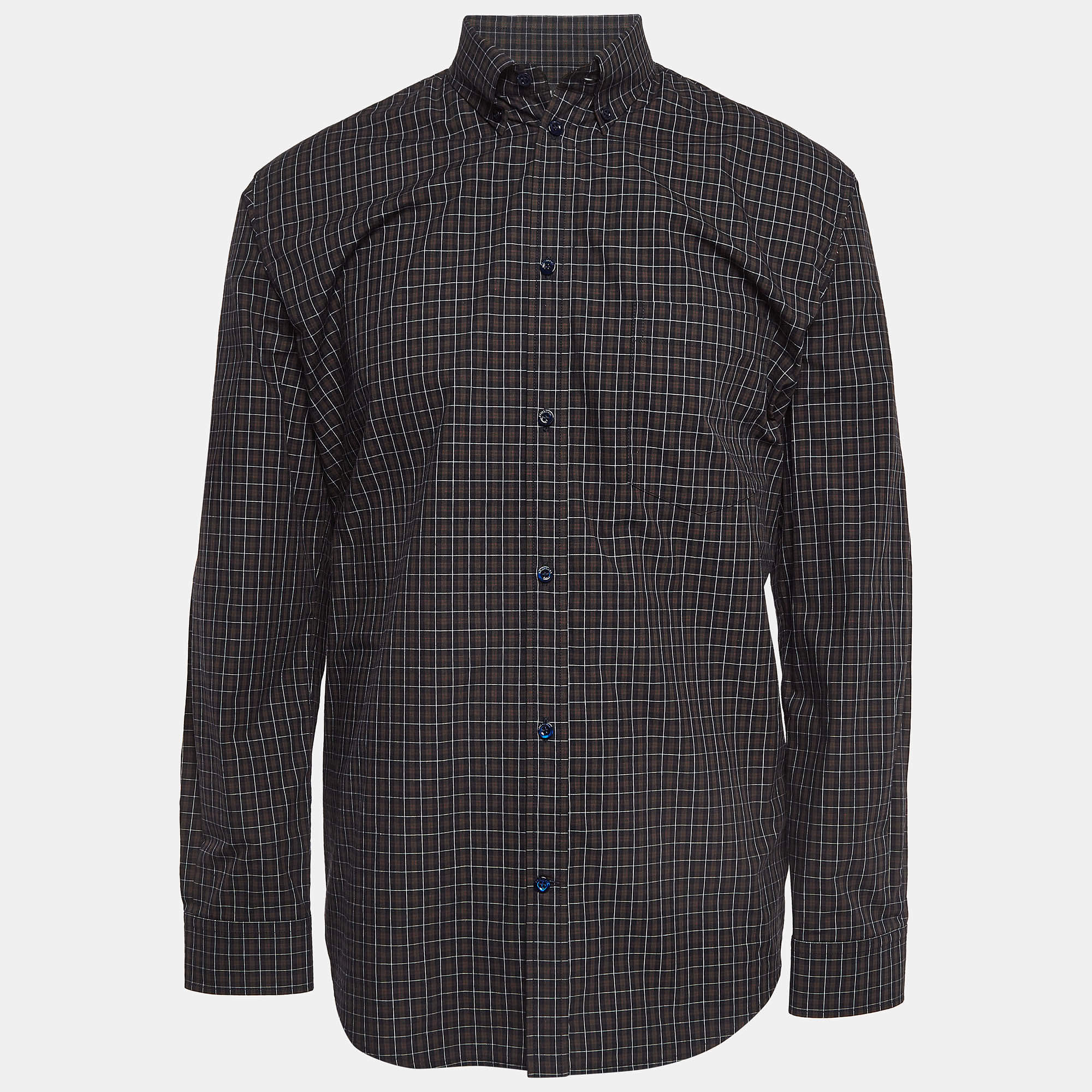 Pre Owned Balenciaga Multicolor Plaid Cotton Buttoned Up Shirt XS