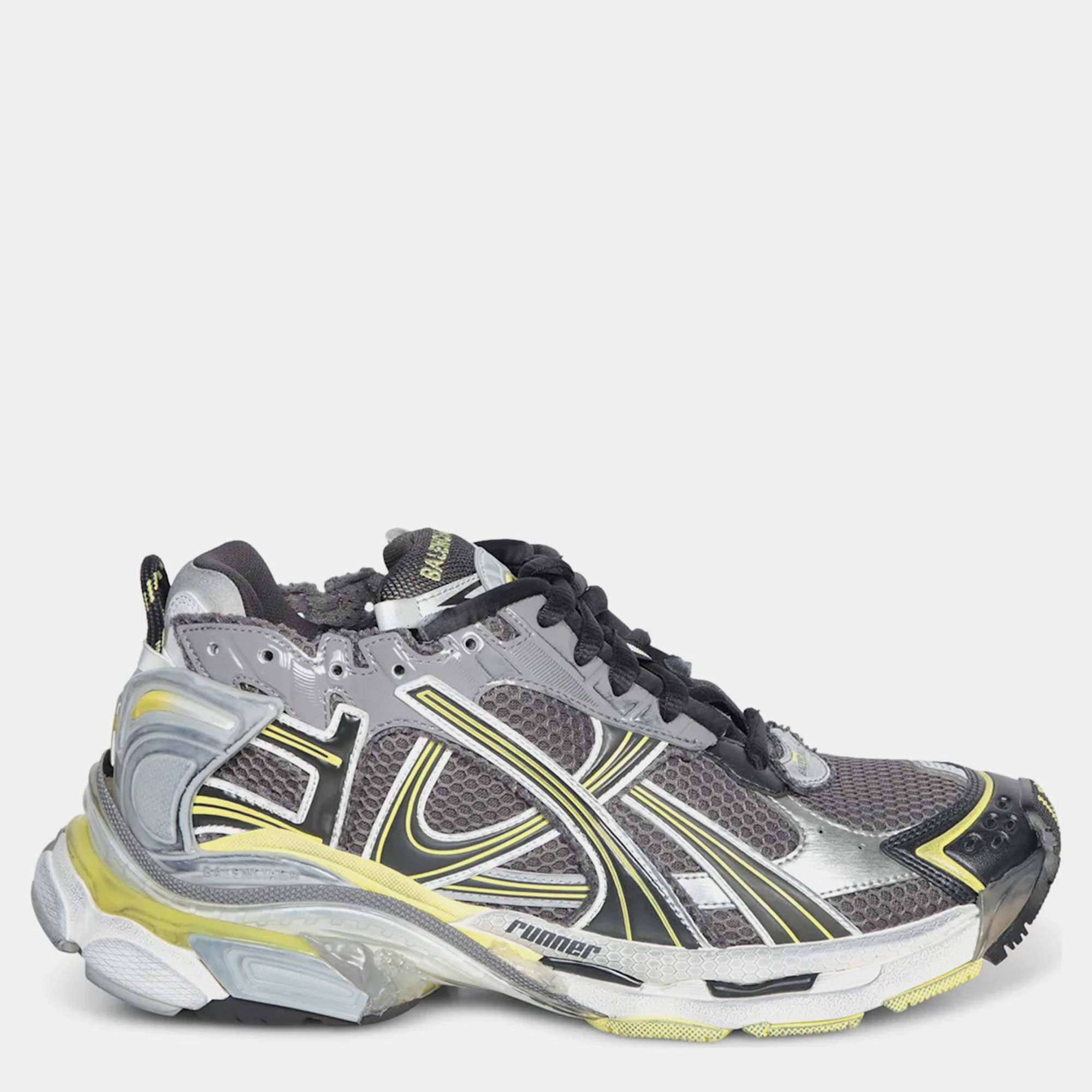 Balenciaga Grey And Yellow Runner Sneakers EU 42