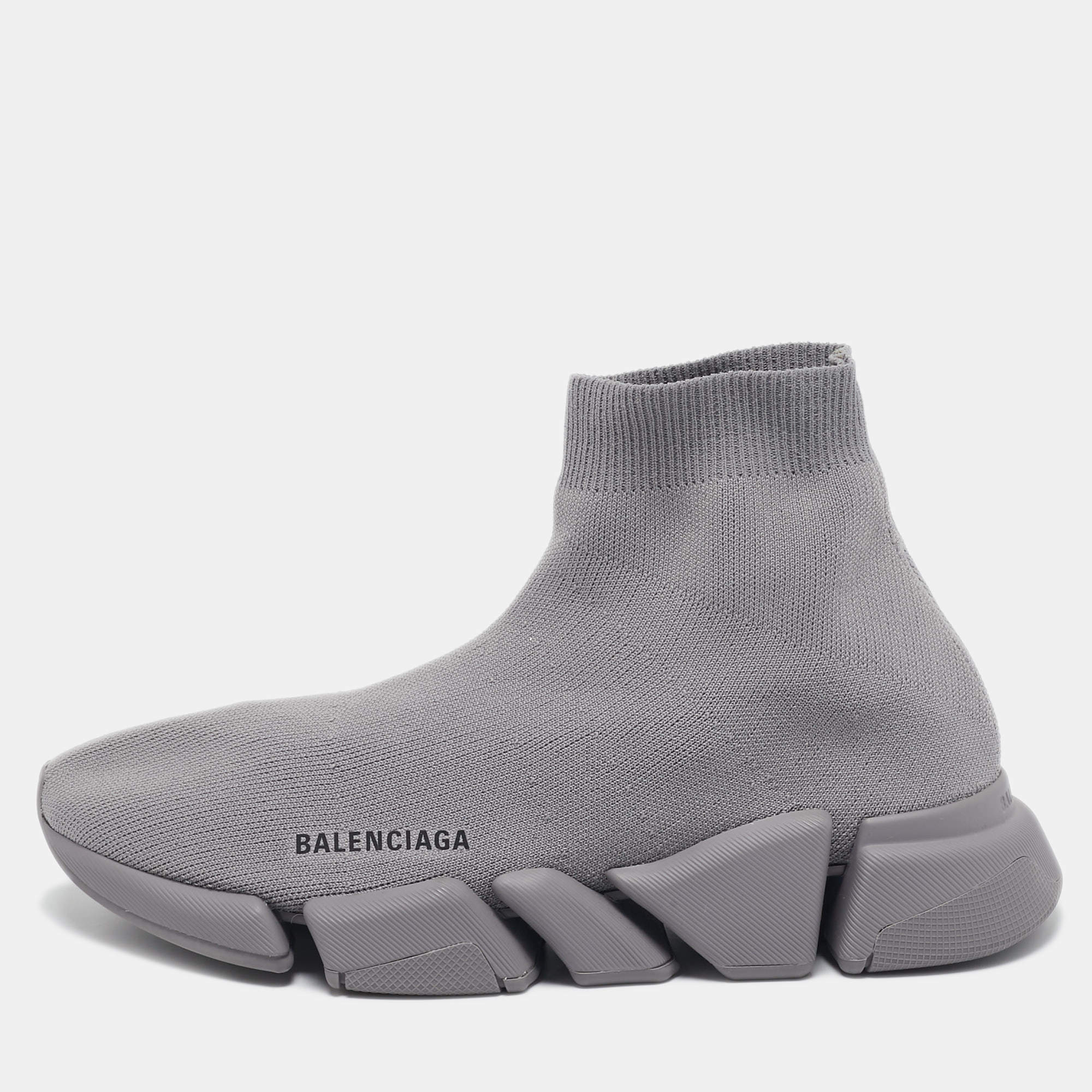 Balenciaga Grey Knit Fabric Speed Trainer Sneakers Size 42