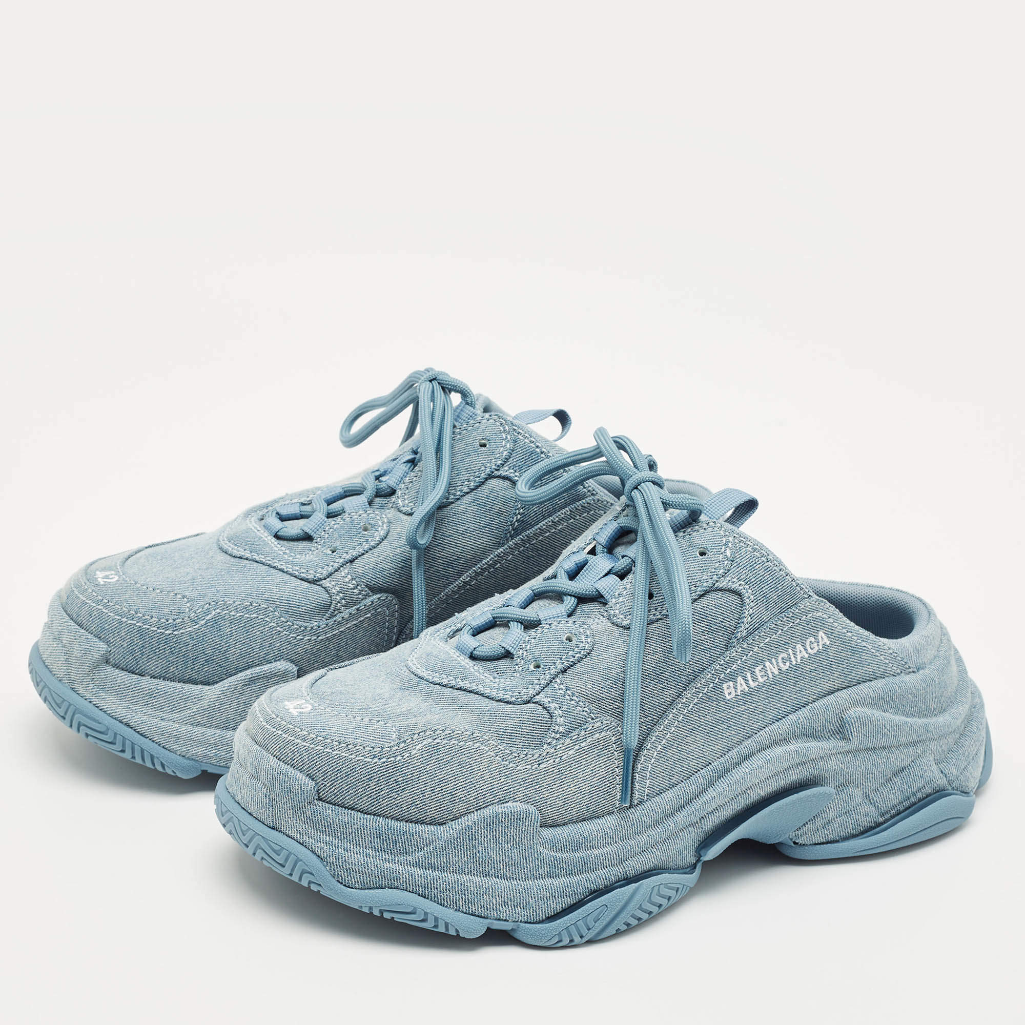 ●BALENCIAGA●Triple S ミュール デニム Balenciaga Blue Denim Triple S Mules Size 45 Balenciaga | TLC