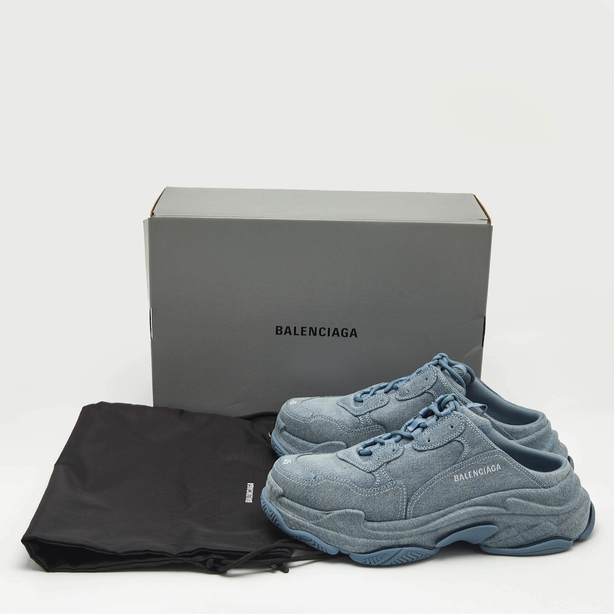 Balenciaga Blue Denim Triple S Mules Size 45 Balenciaga | TLC