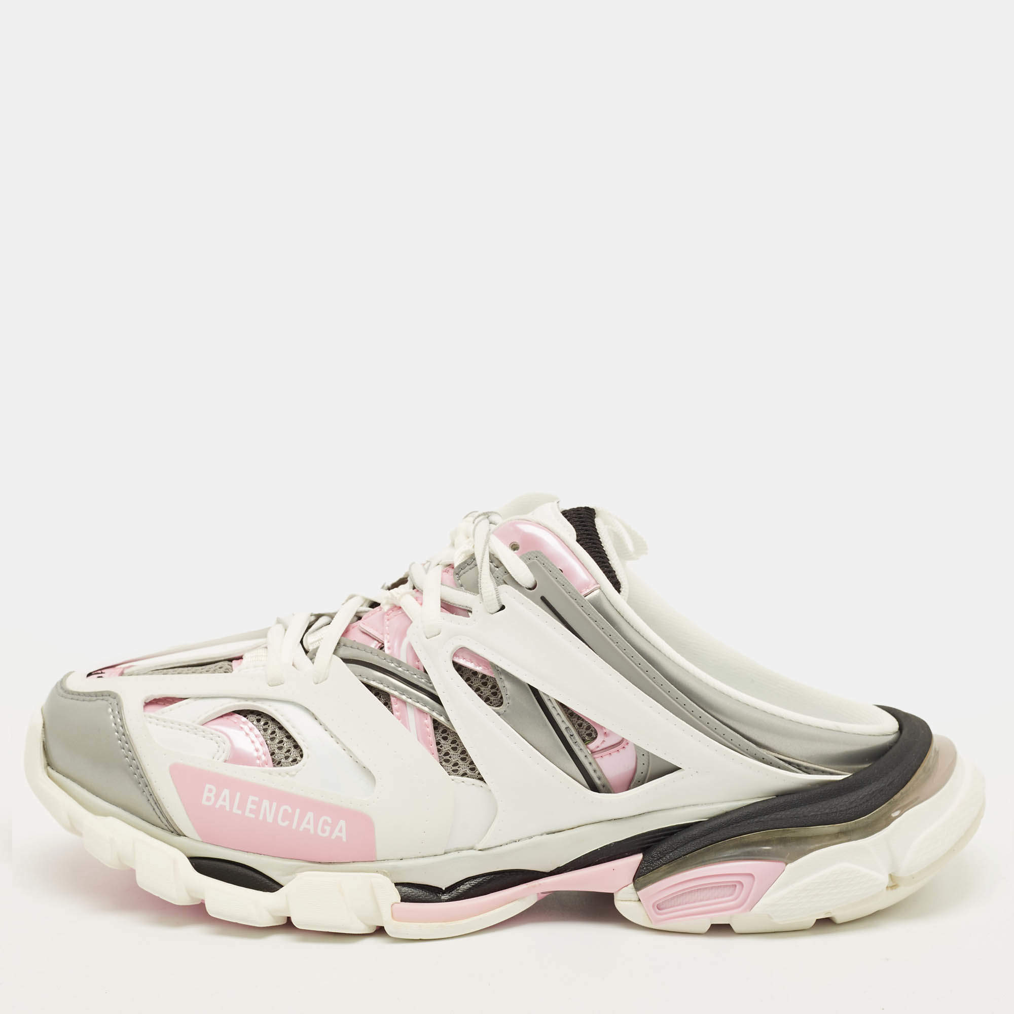 Pre Owned Balenciaga Track Size 41 Multicolor Faux Leather and Mesh Mule Sneakers