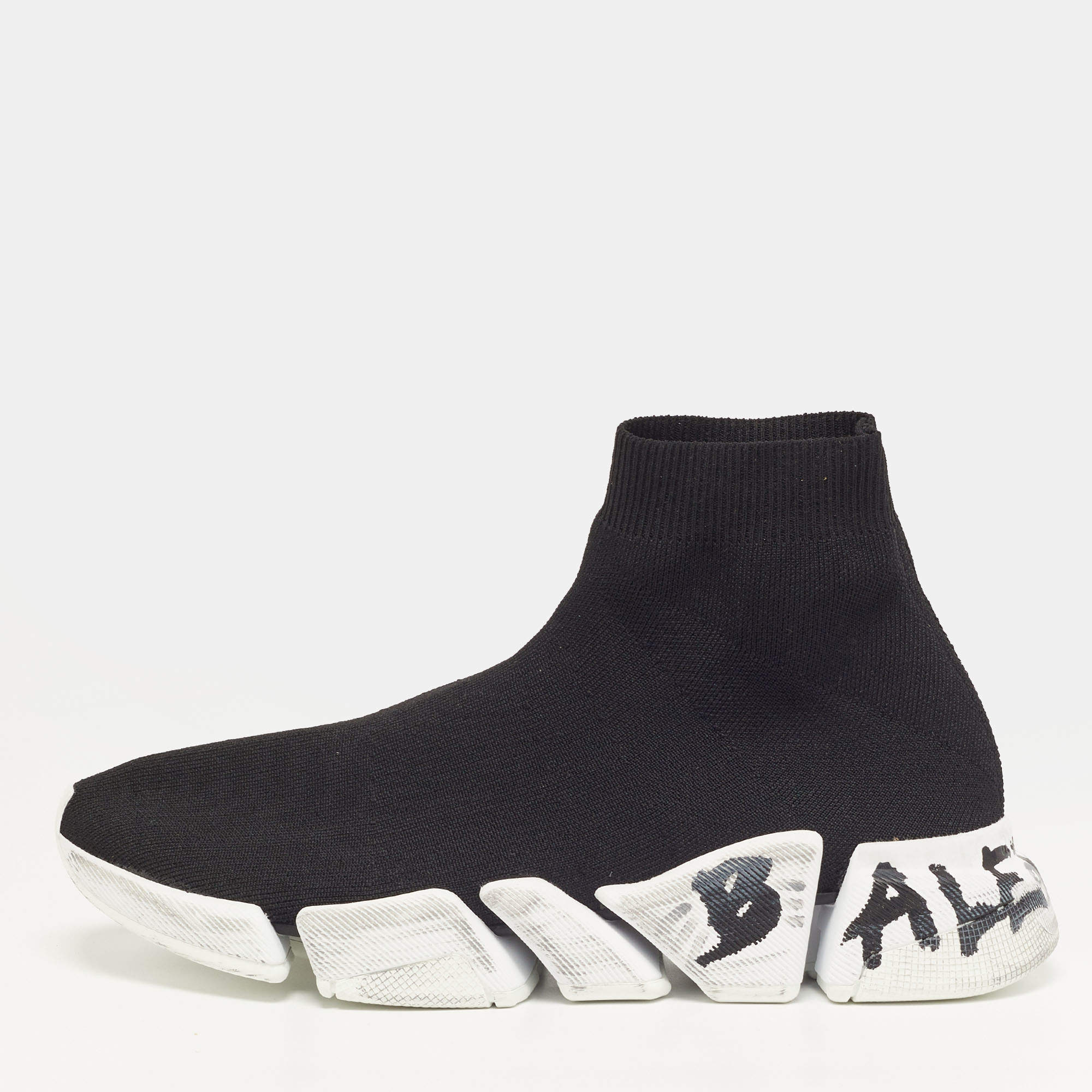 Pre Owned حذاء رياضي بالنسياغا سبيد قماش تريكو أسود عالي الرقبة مقاس 41