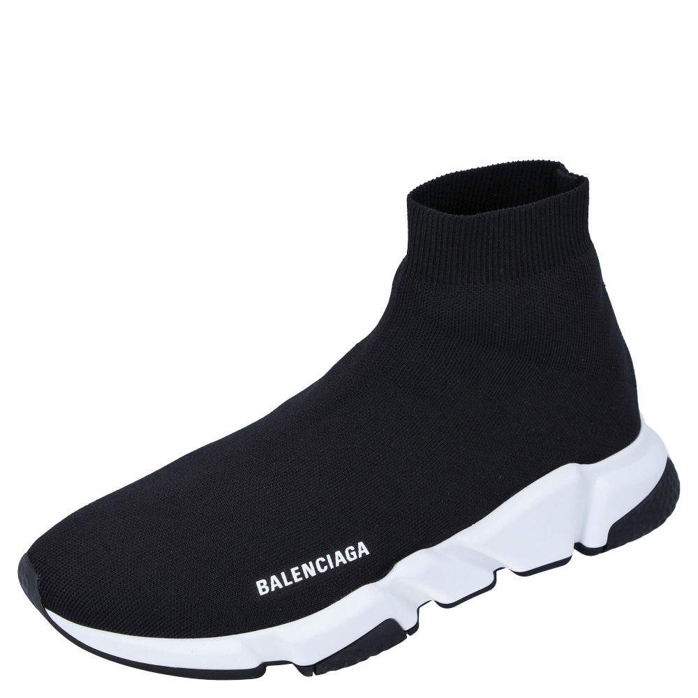 Pre Owned Balenciaga Black Knit Speed Sneakers Size EU 43