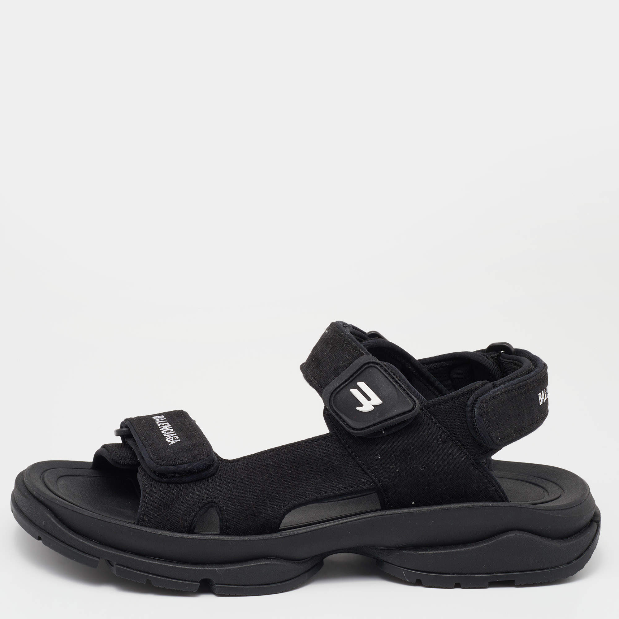 Balenciaga Black Fabric Ankle Strap Sandals Size 38 