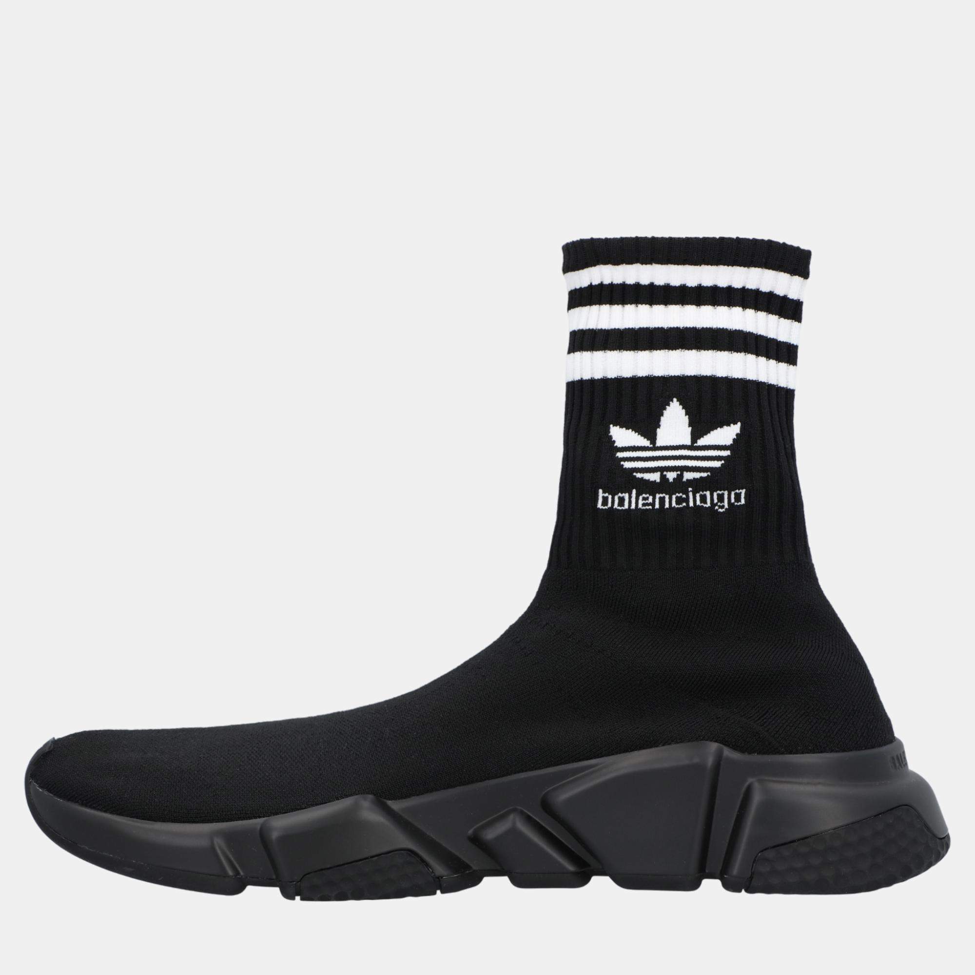 Balenciaga x Adidas Black Knit Fabric Speed Trainer Sock High Top Sneakers EU 43 Balenciaga TLC