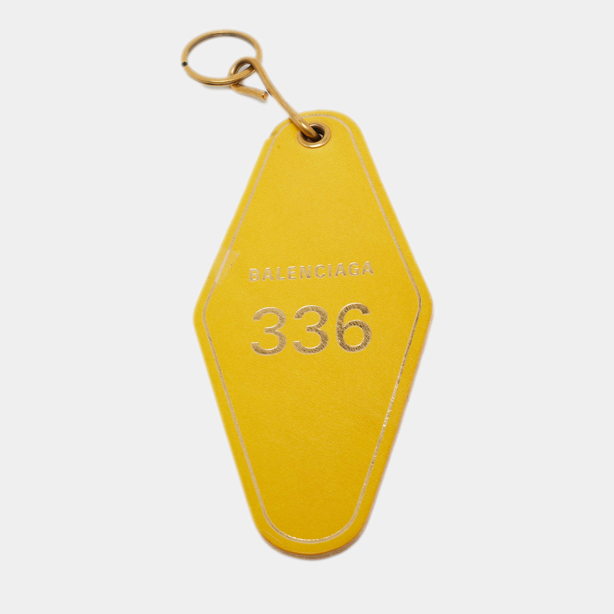 Balenciaga Yellow Leather Hotel Diamond Key Ring
