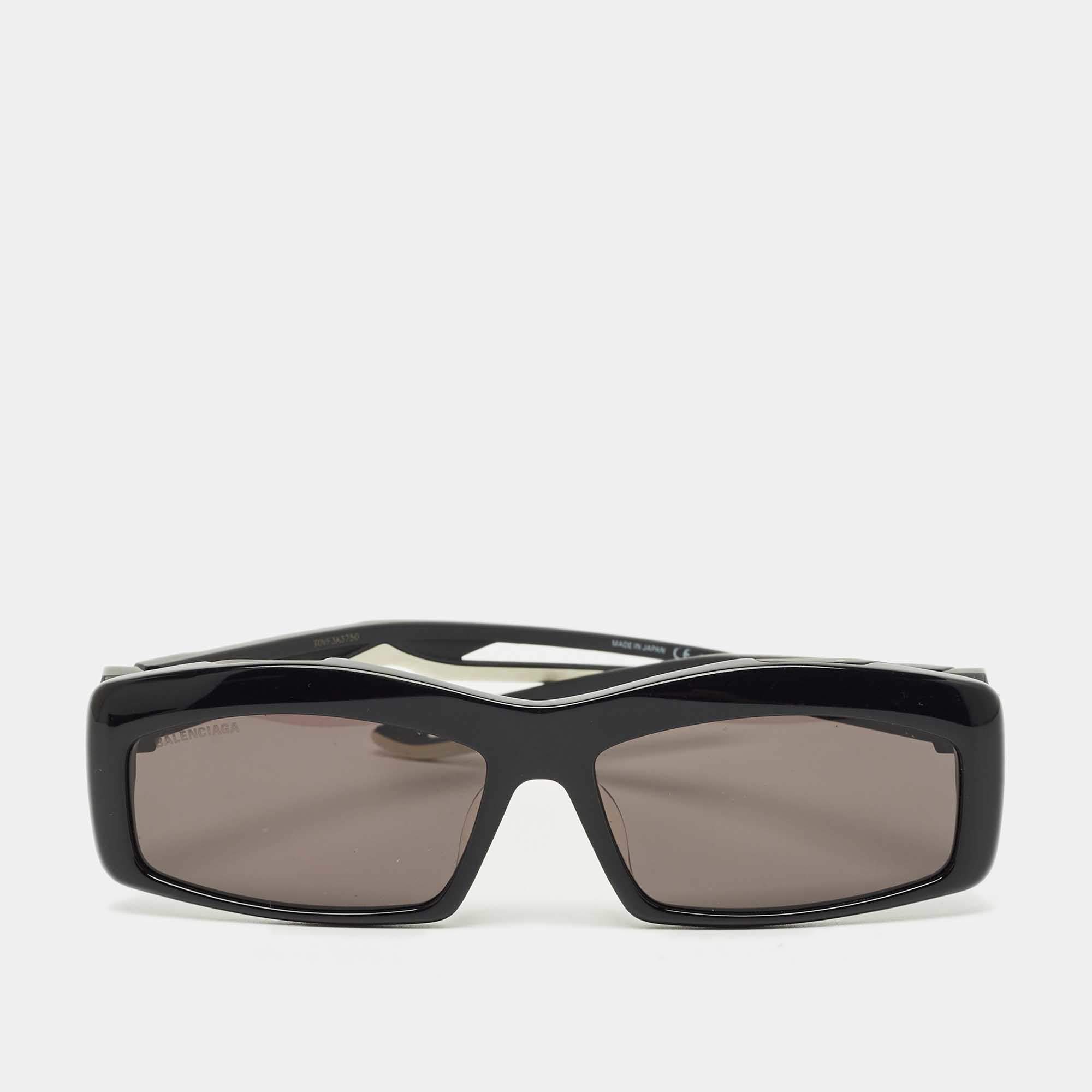مملوكة مسبقًا Balenciaga Black/White BB0026SA Rectangle Sunglasses