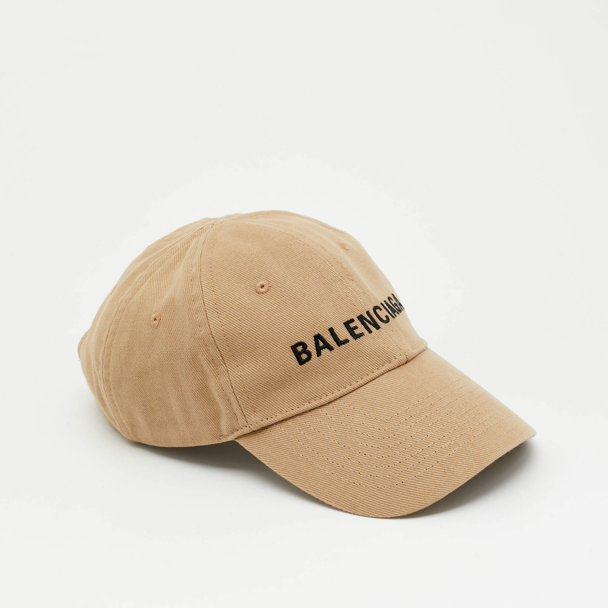 مملوكة مسبقًا قبعة بيسبول قطن مطرز بشعار بالنسياغا بيج حجم كبير