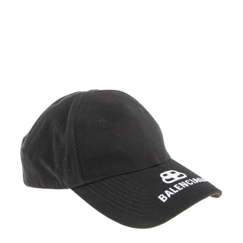 Pre Owned Balenciaga Black Cotton BB Baseball Cap L