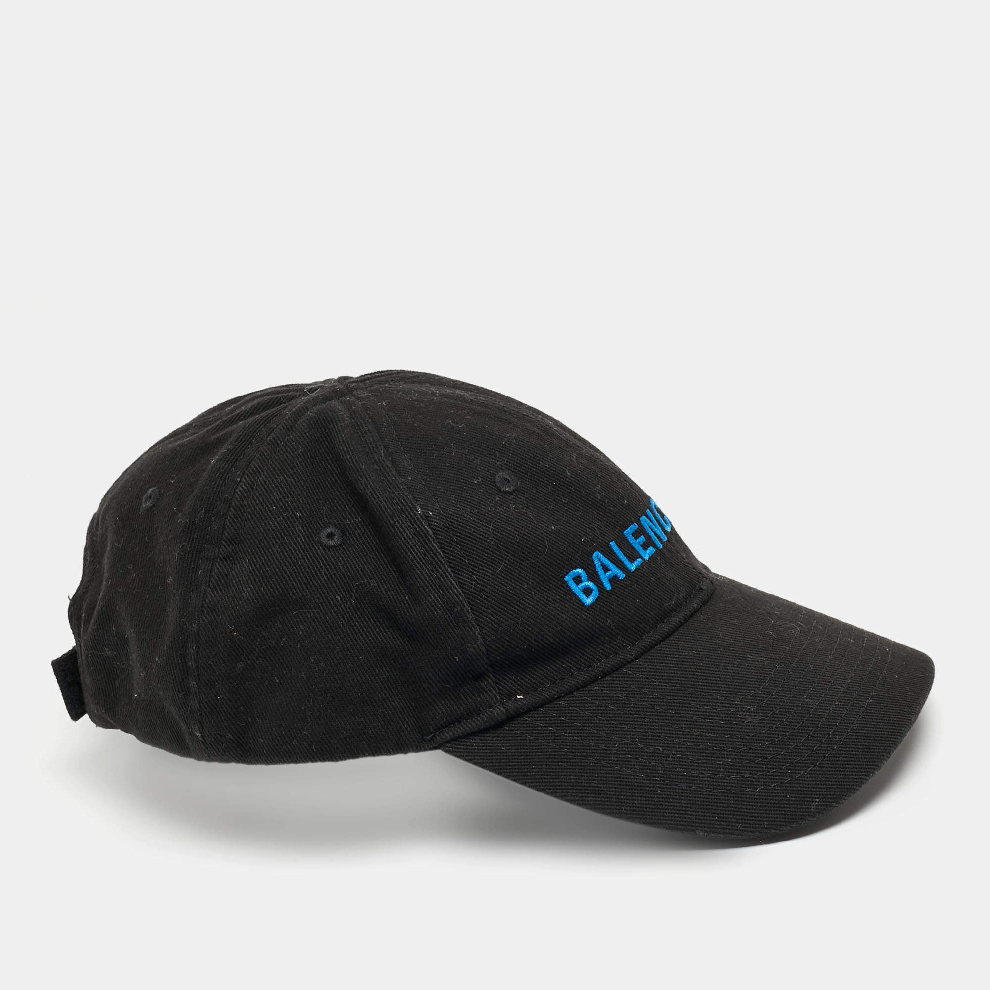 Pre Owned Balenciaga Black Contrast Logo Embroidered Cotton Baseball Cap L