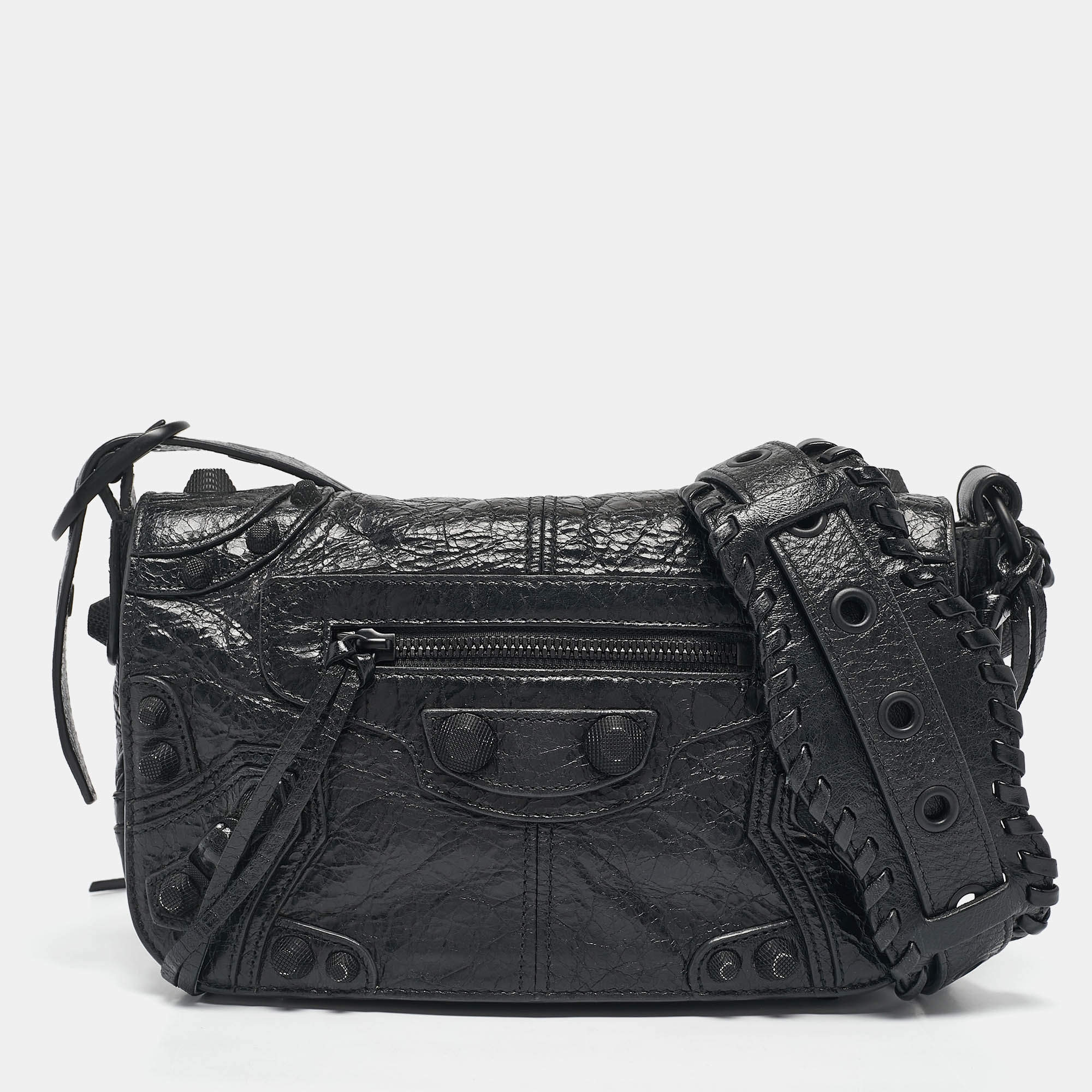 Balenciaga Black Leather Le Cagole Flap Shoulder Bag