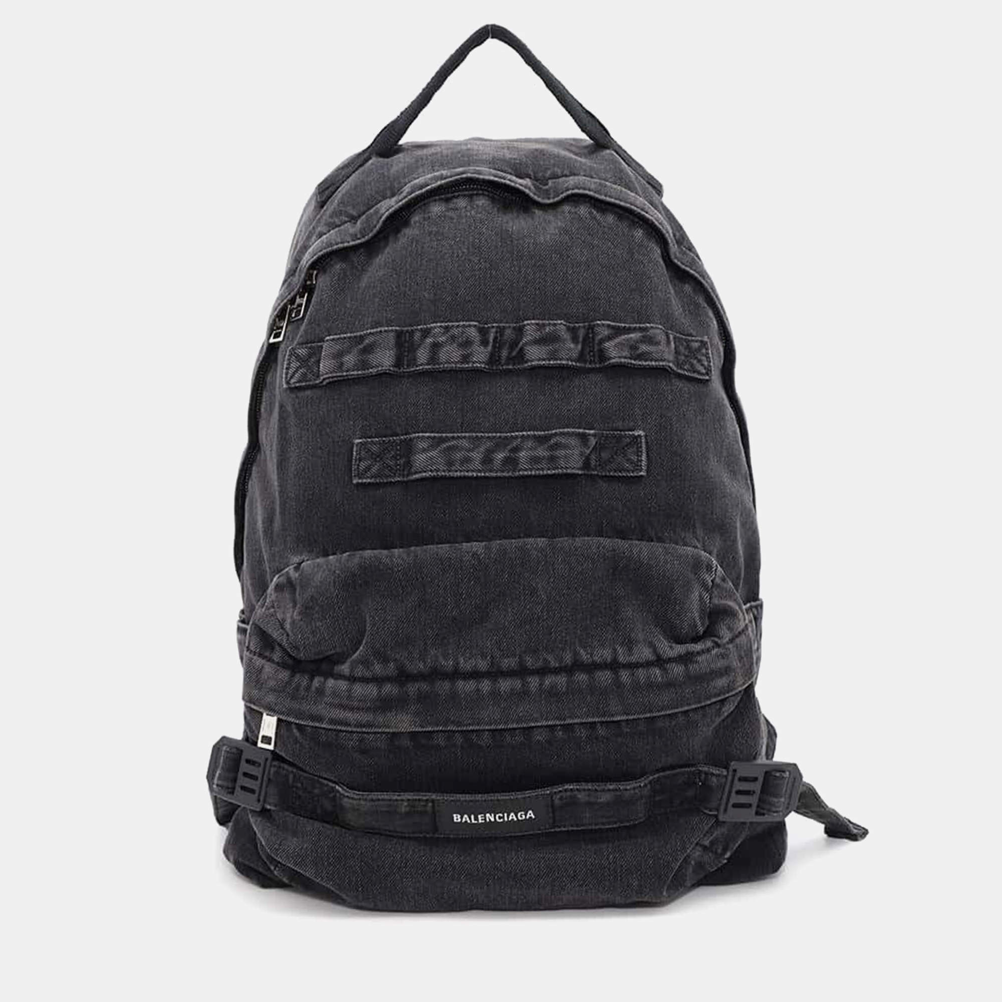 Balenciaga Black Denim Army Backpack
