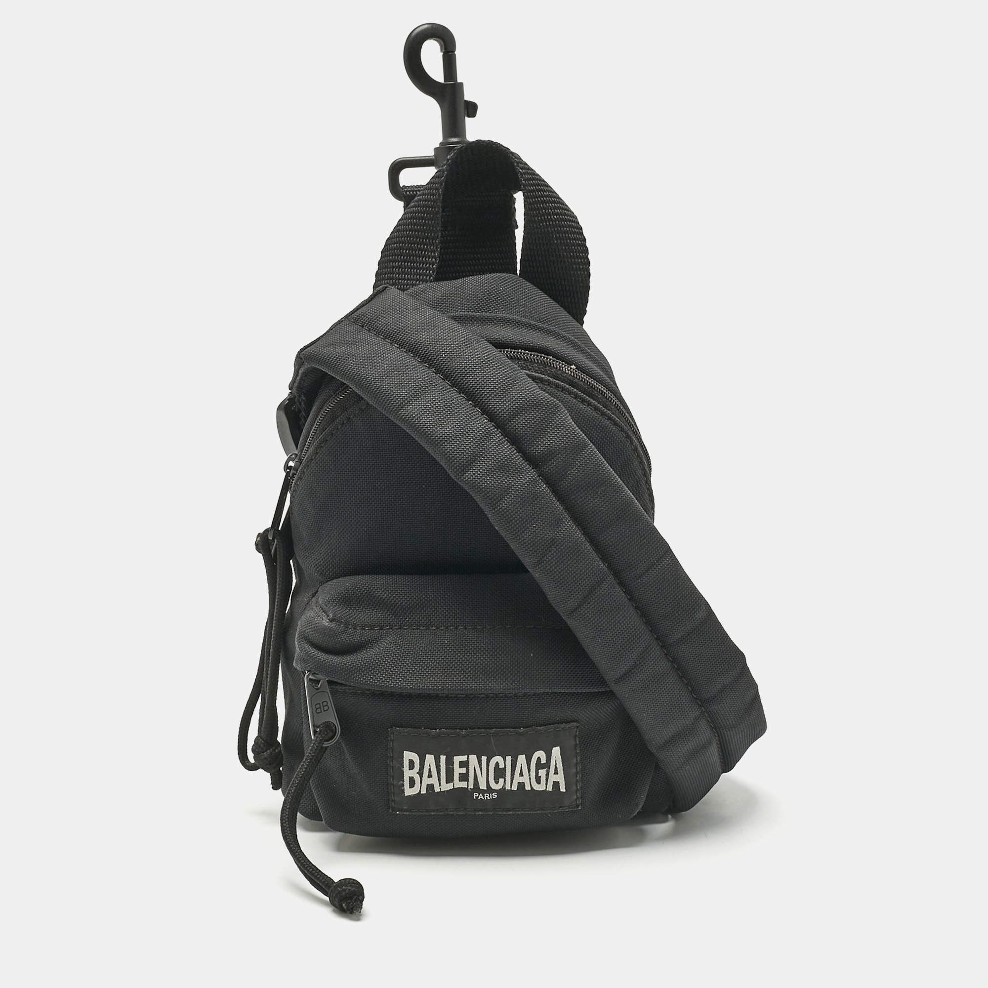 Pre Owned Balenciaga Black Nylon Mini Crossbody Bag