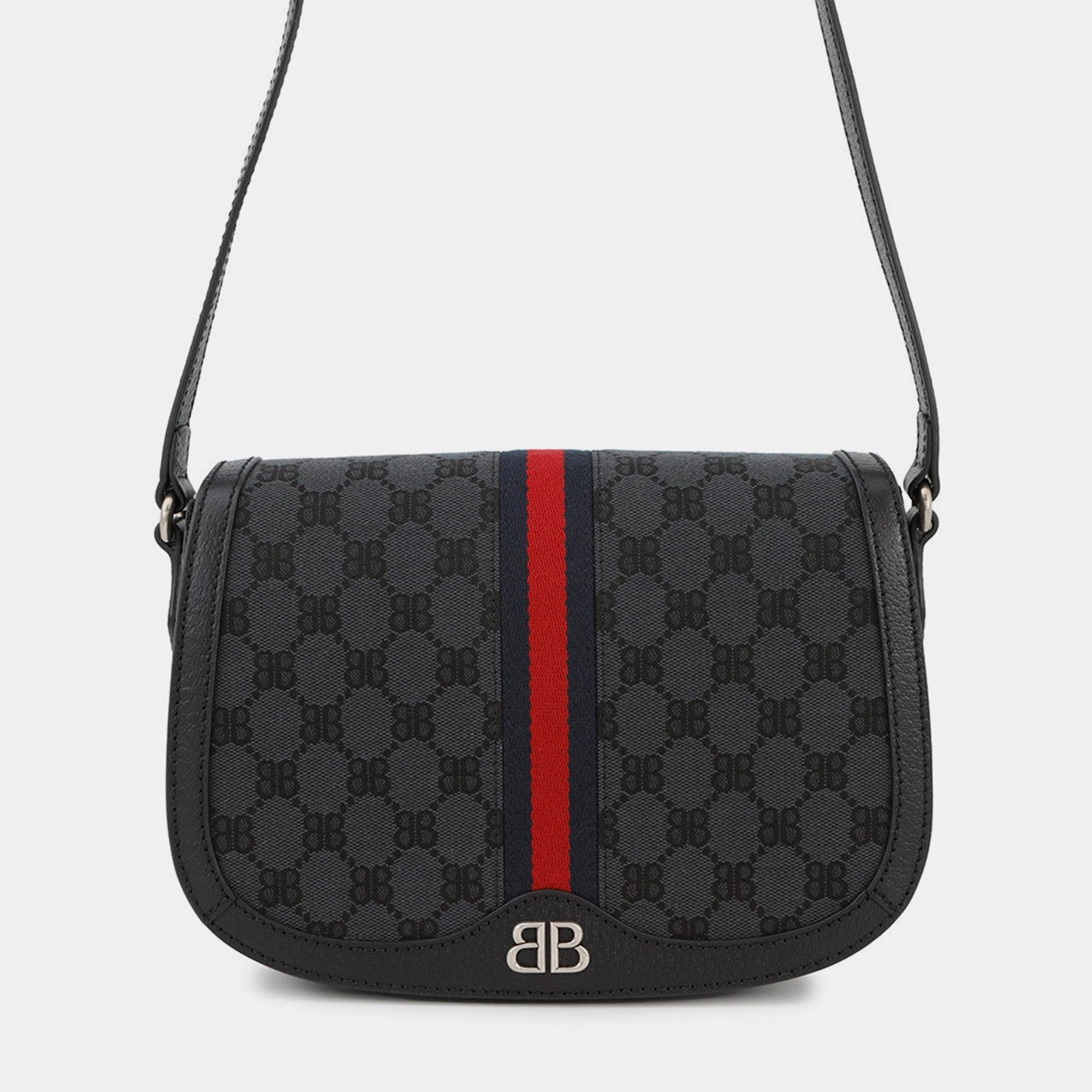 مملوكة مسبقًا حقيبة كتف بالينسياغا غوتشي بالينسياغا ذا هاكر بروجكت أوفيديا قماش جلدي أسود