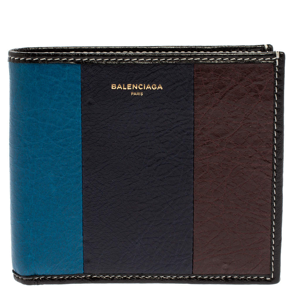 Pre Owned Balenciaga Multicolor Leather Bazar Bi Fold Compact Wallet