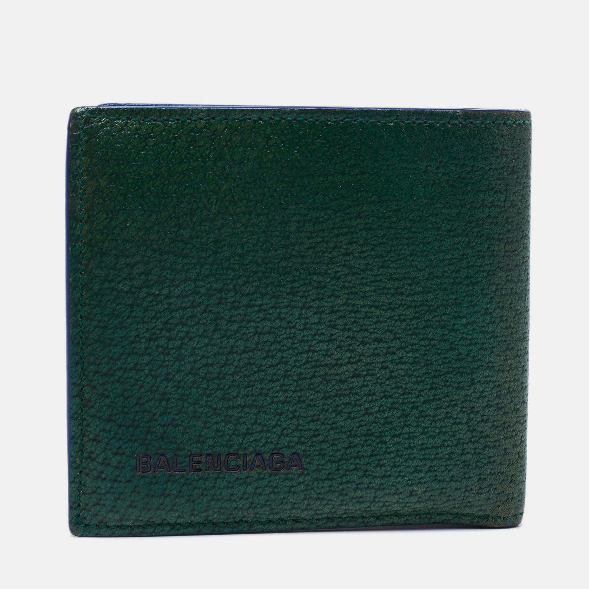 Balenciaga Green Leather Bifold Wallet