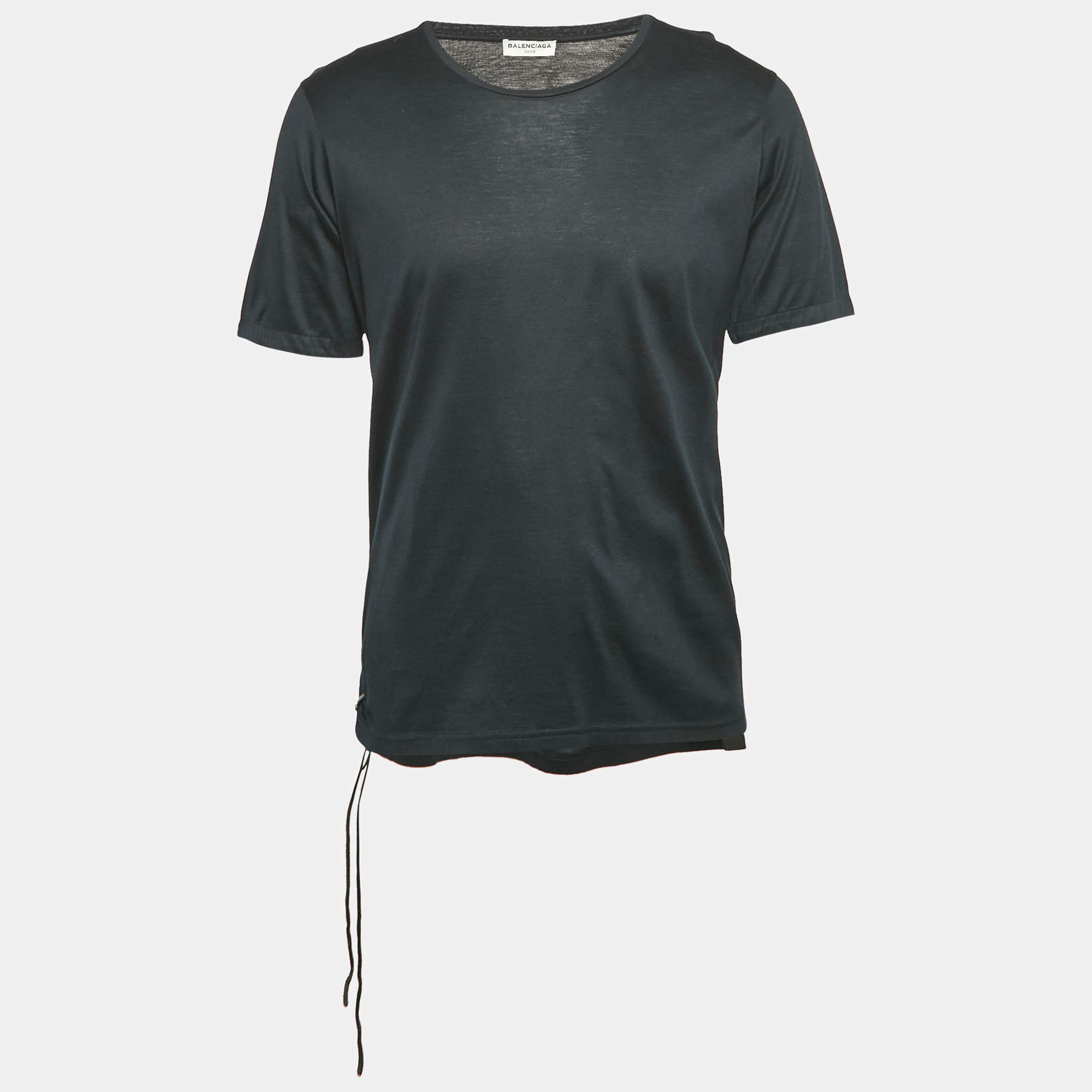 Pre Owned Balenciaga Black Cotton Round Neck T-Shirt XL