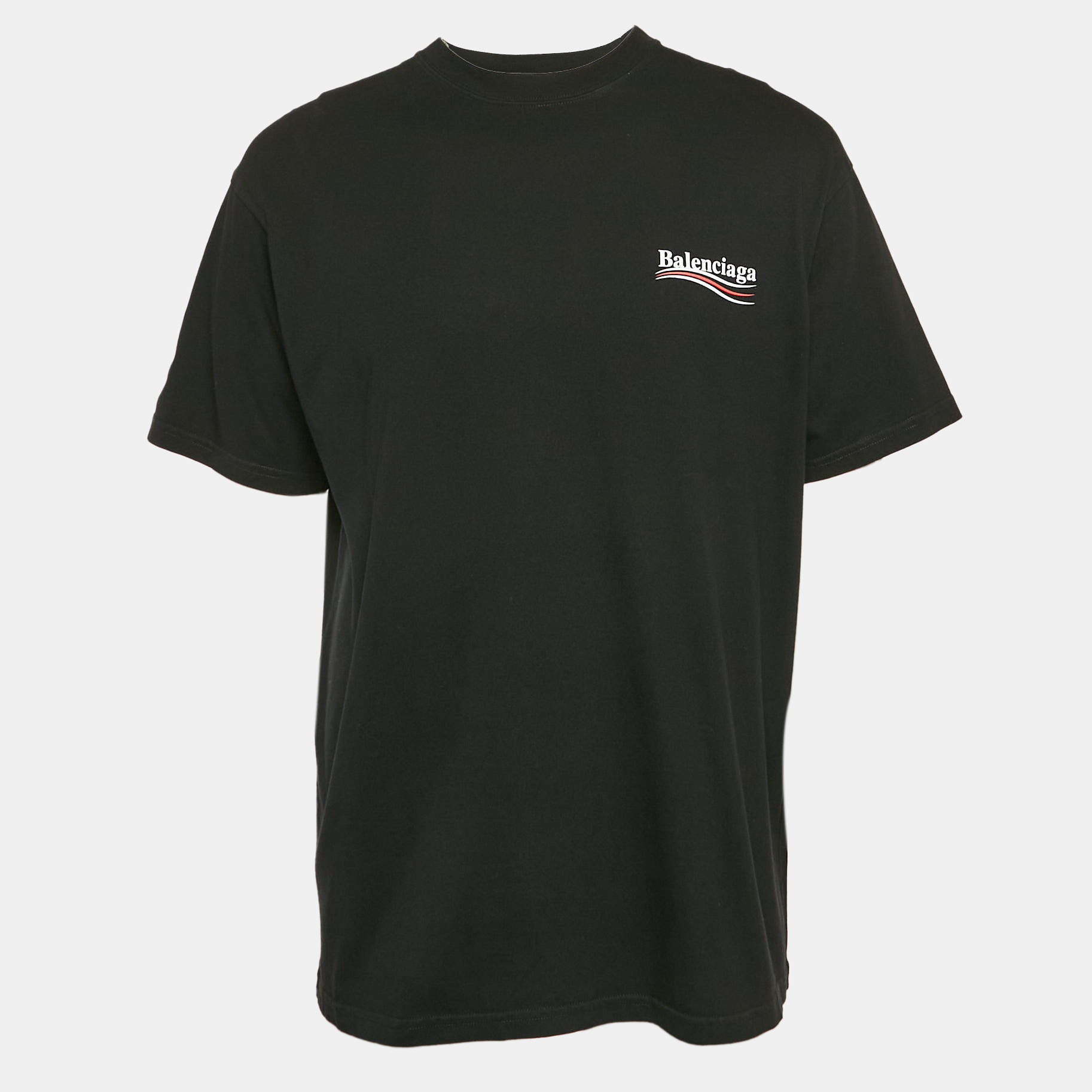 مملوكة مسبقًا Balenciaga Black Logo Print Jersey Oversized T-Shirt S