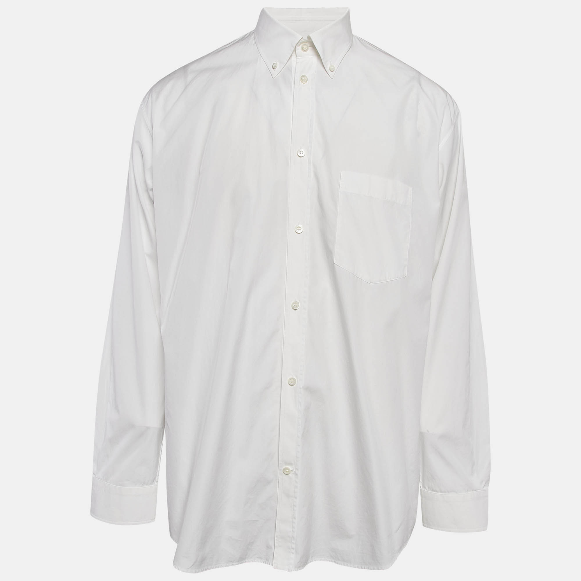Balenciaga White Cotton Button Down Shirt L