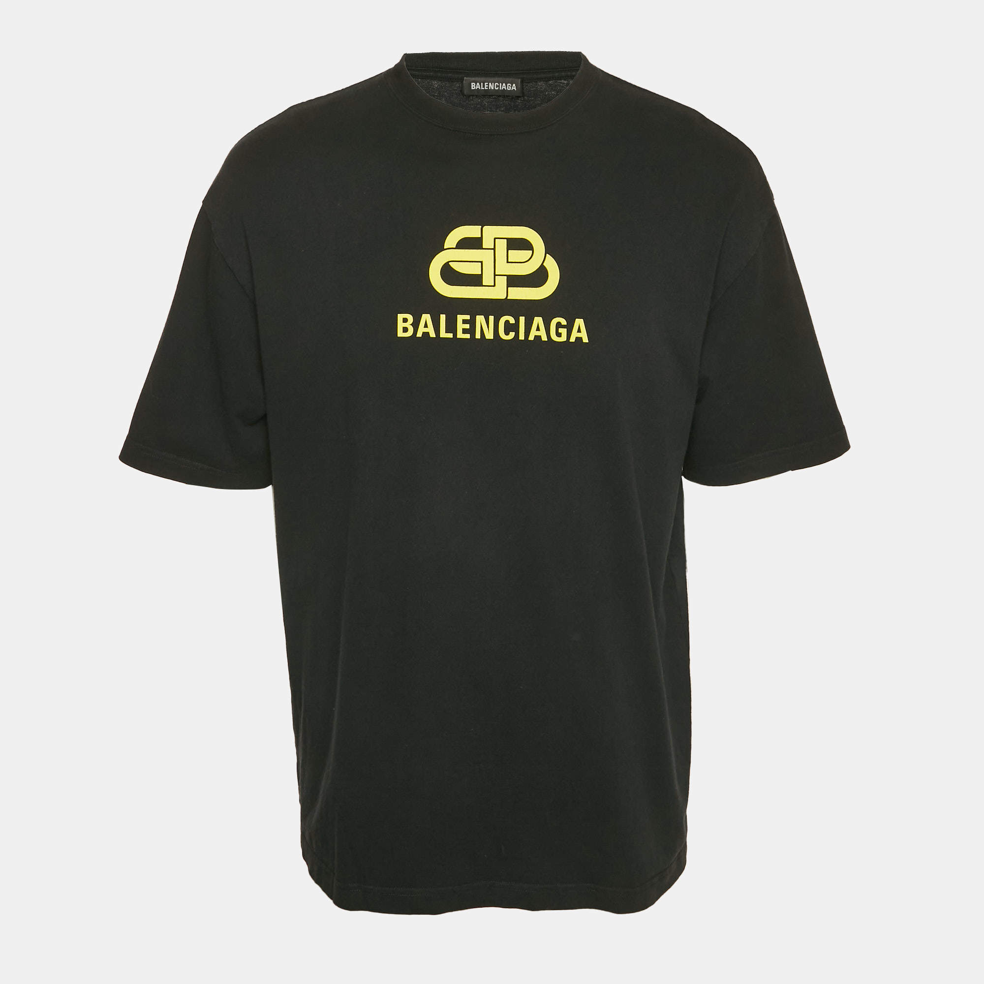 Balenciaga Black Logo Print Crew Neck Oversized T-Shirt XS