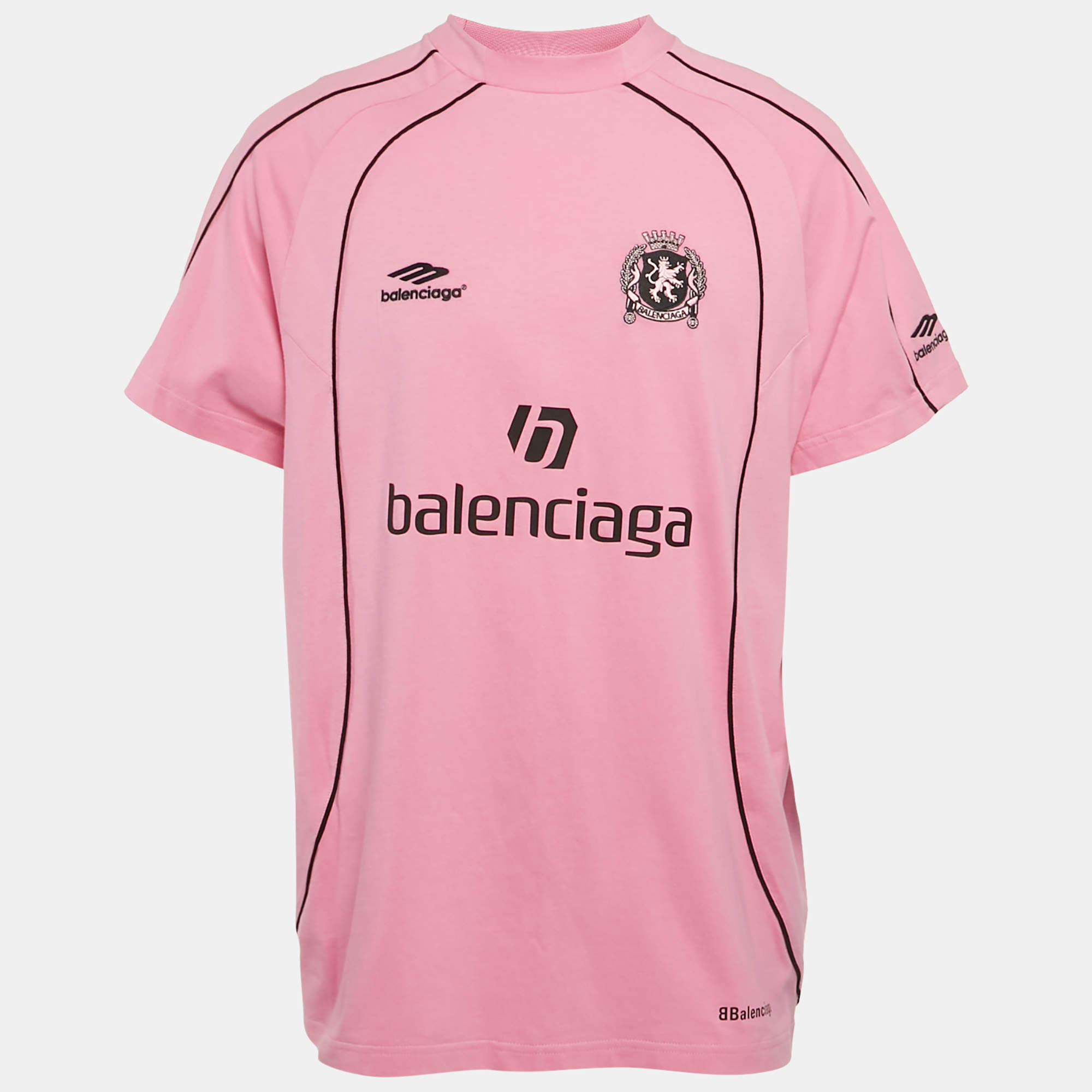 Balenciaga Unisex Pink Jersey Paris Soccer Oversized T-shirt L
