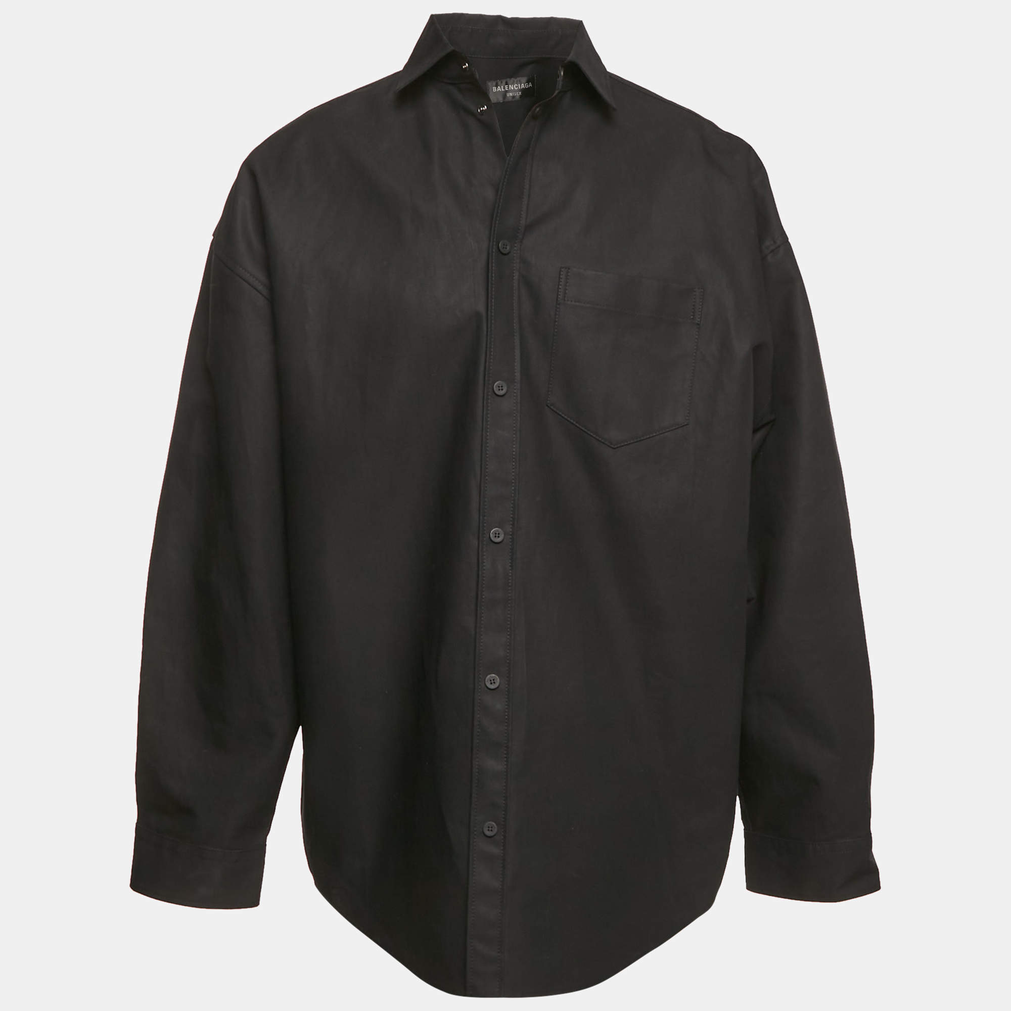 Balenciaga Unisex Black Cotton Gabardine Oversized Shirt XXS