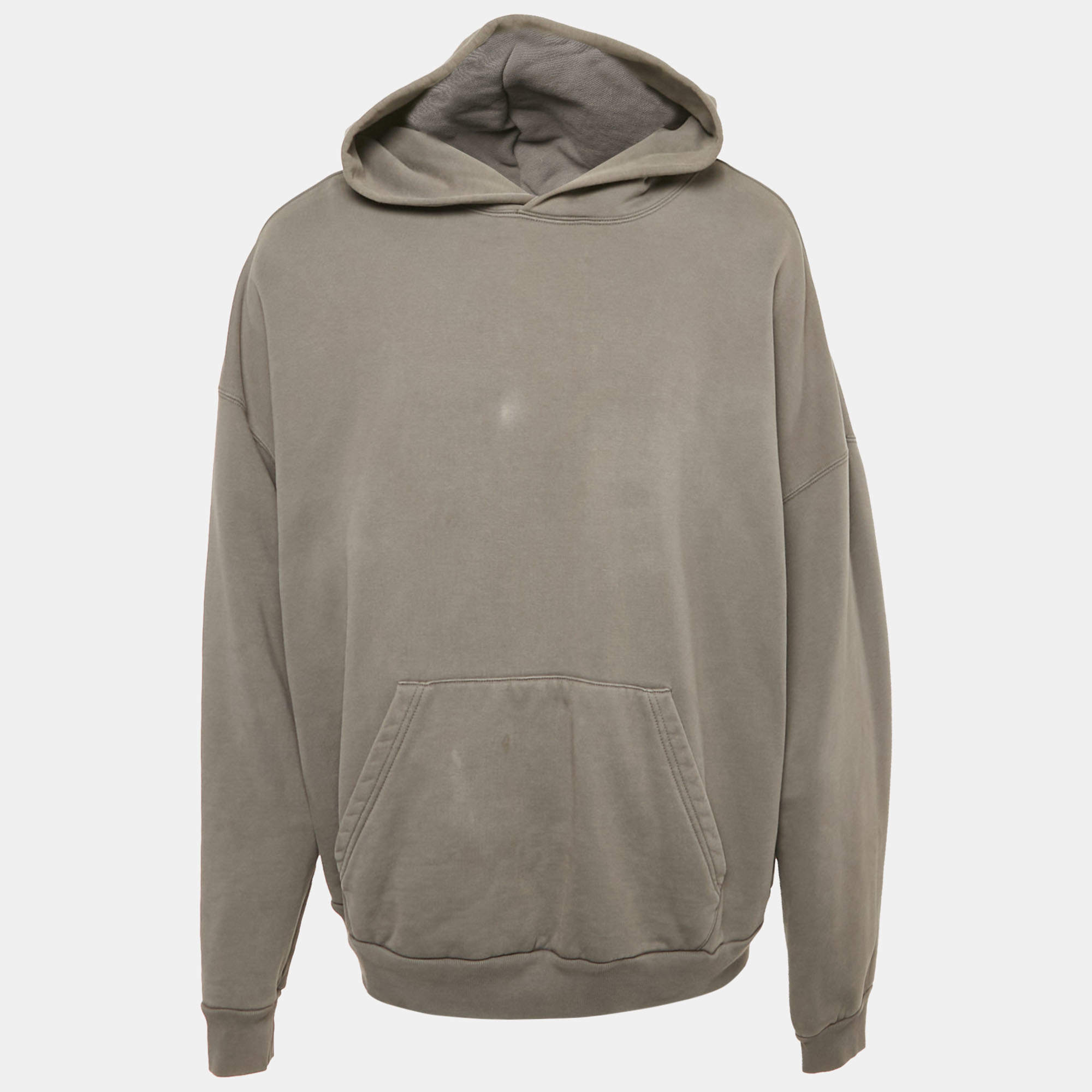 Pre Owned Balenciaga Grade-Robe Grey Printed Cotton Oversized Hoodie L