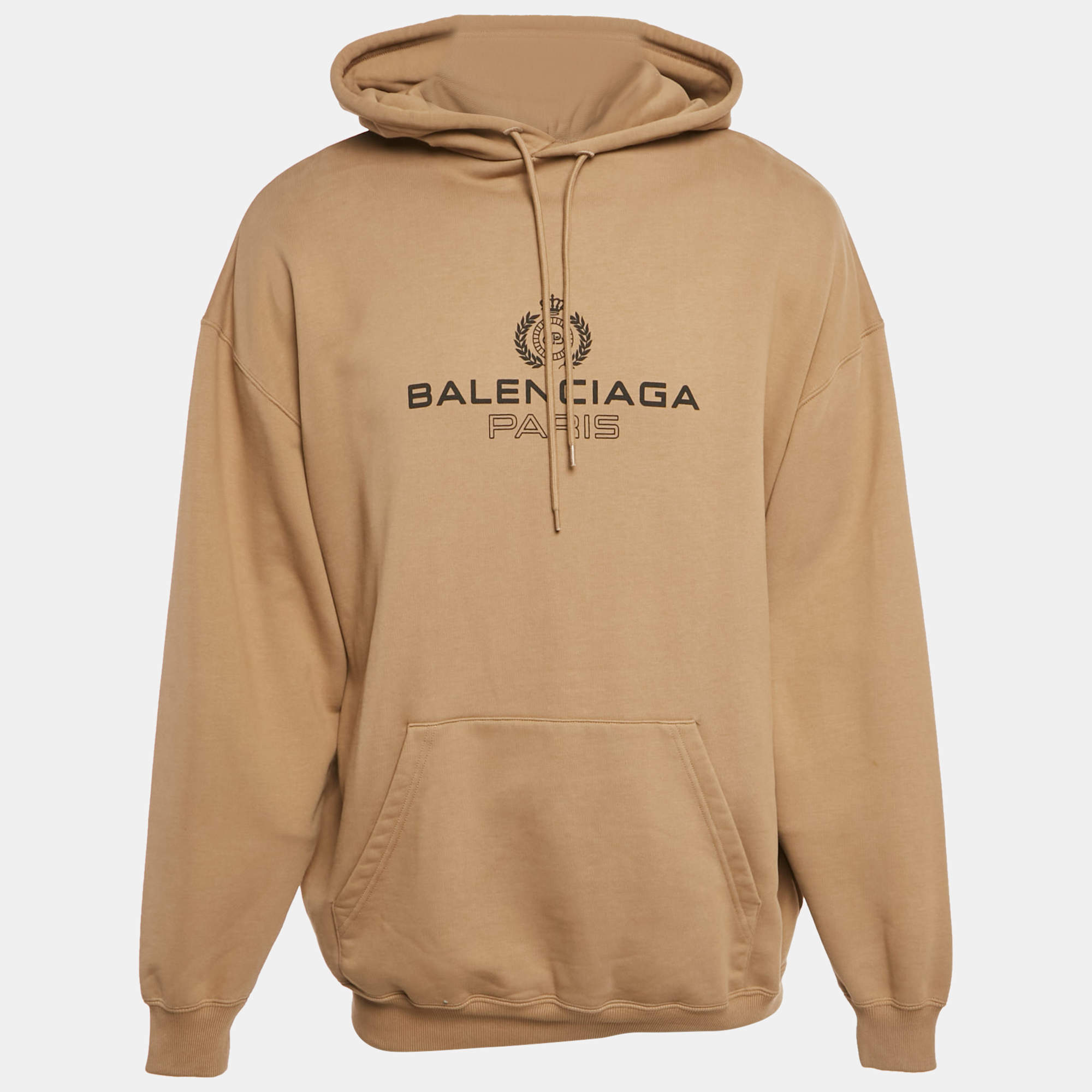 Pre Owned Balenciaga Brown Cotton Oversized Hoodie M