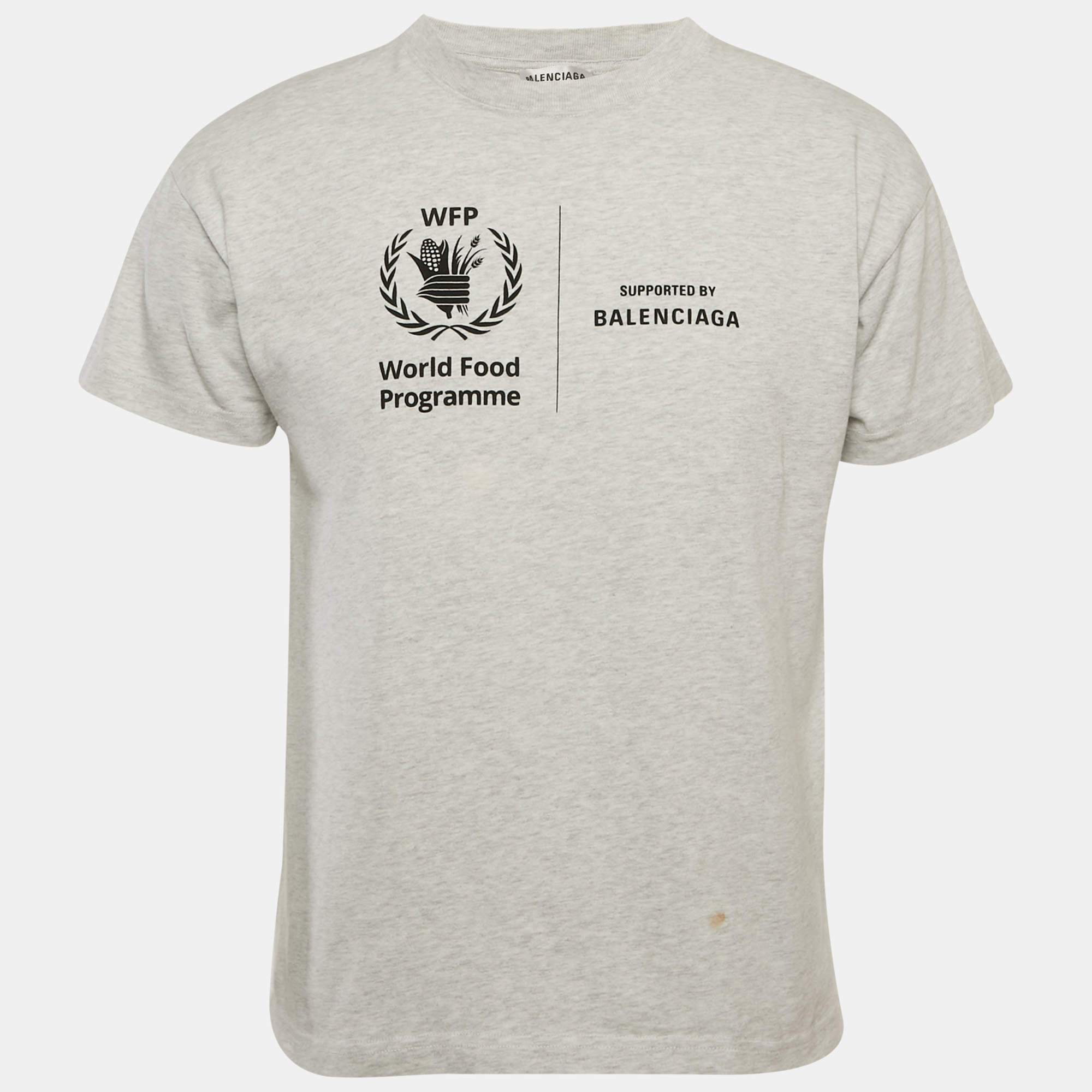 Pre Owned Balenciaga Grey Melange WFP Print Jersey T-Shirt XS