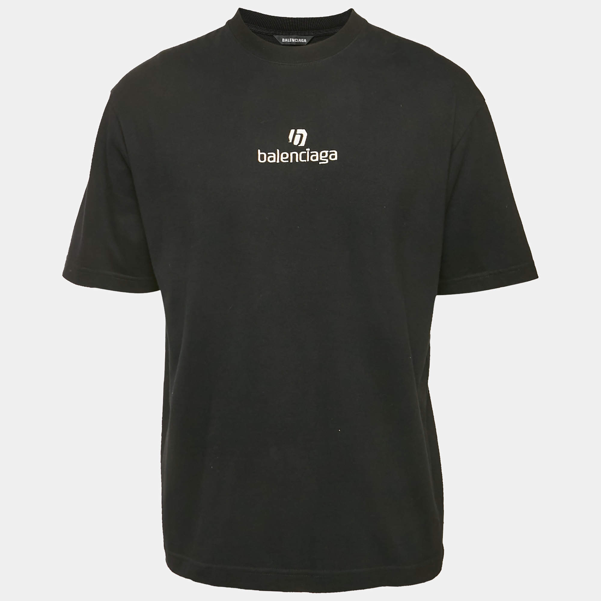 Pre Owned Balenciaga Black Cotton Knit Crew Neck T-Shirt S