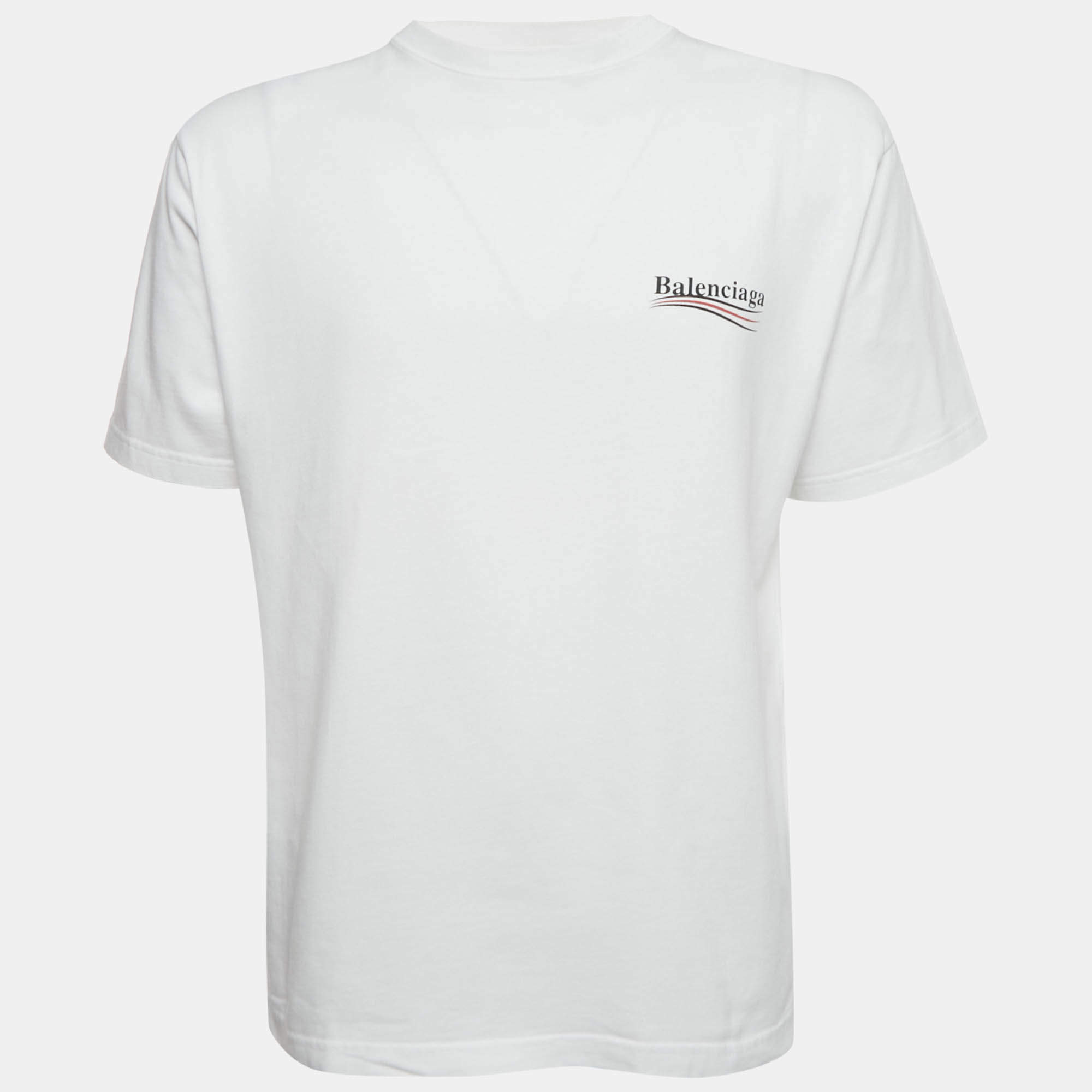 Pre Owned Balenciaga White Political Campaign Print Cotton T-Shirt  XXS
