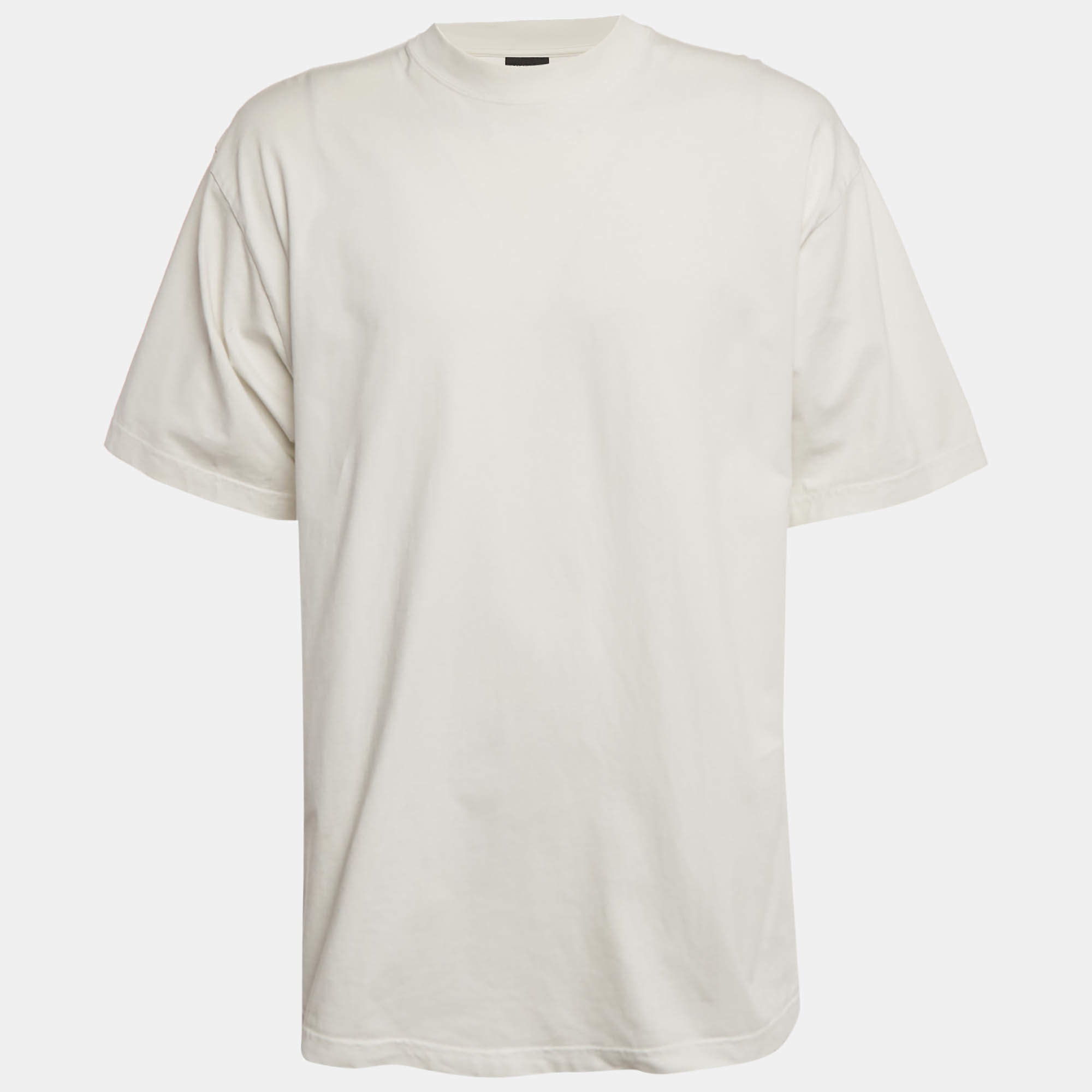 Pre Owned Balenciaga White Logo Embellished Cotton T-Shirt S