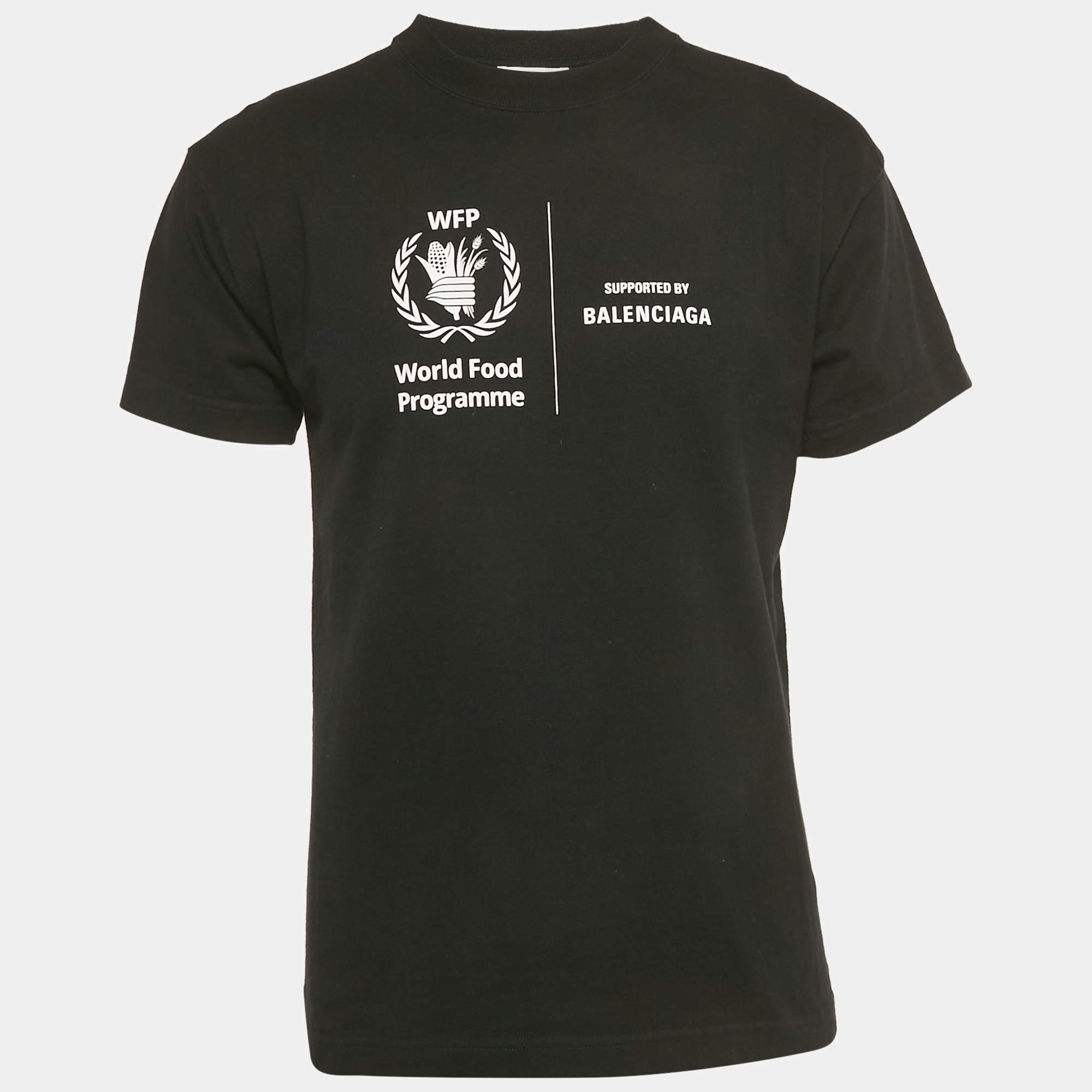 Pre Owned Balenciaga Unisex Black WFP Print Jersey T-Shirt S