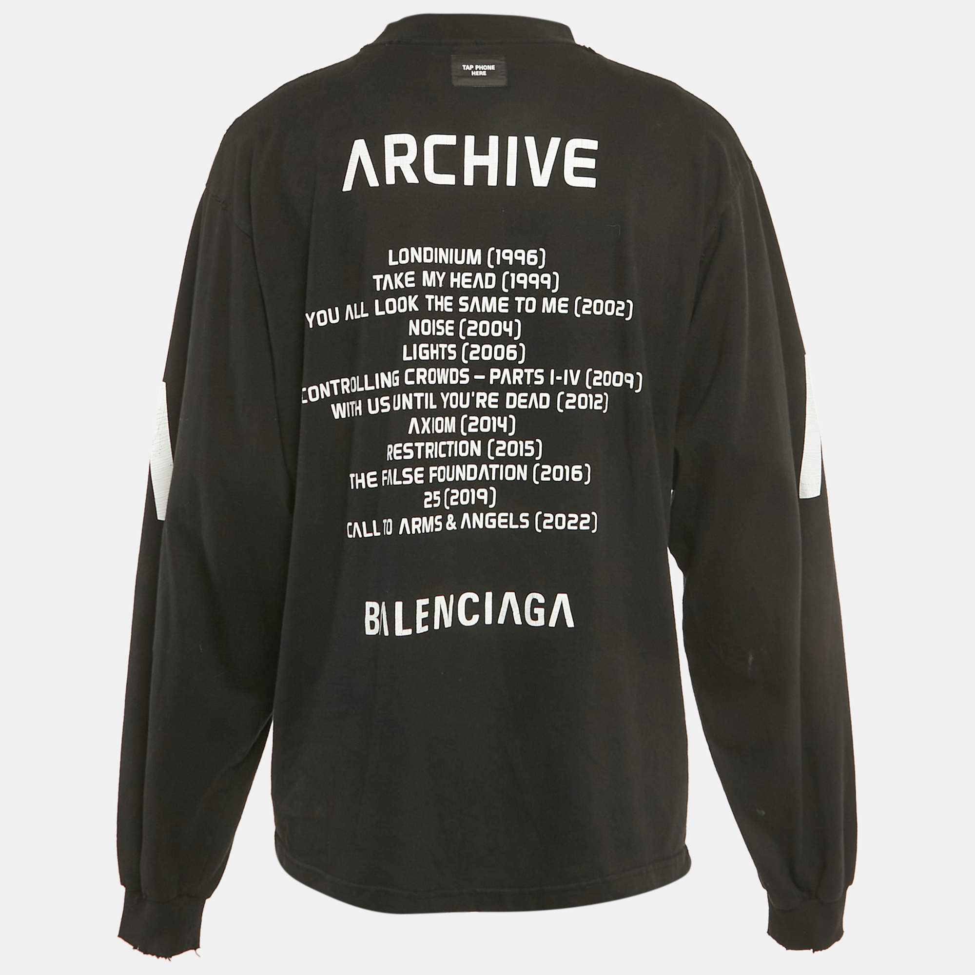 Balenciaga Black Printed Cotton Long Sleeve Oversized T-Shirt S