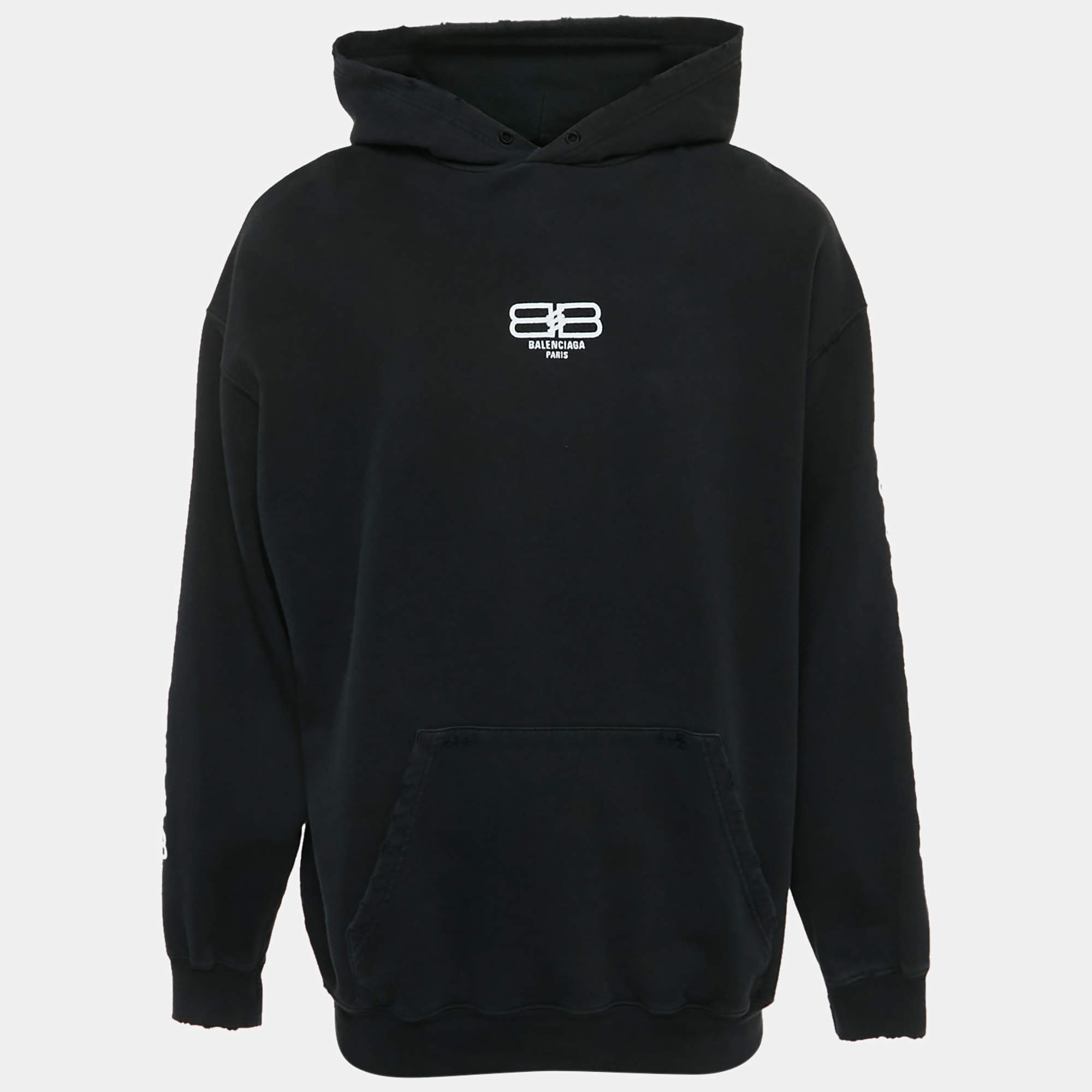 مملوكة مسبقًا Balenciaga Unisex Black BB Icon Cotton Hoodie S