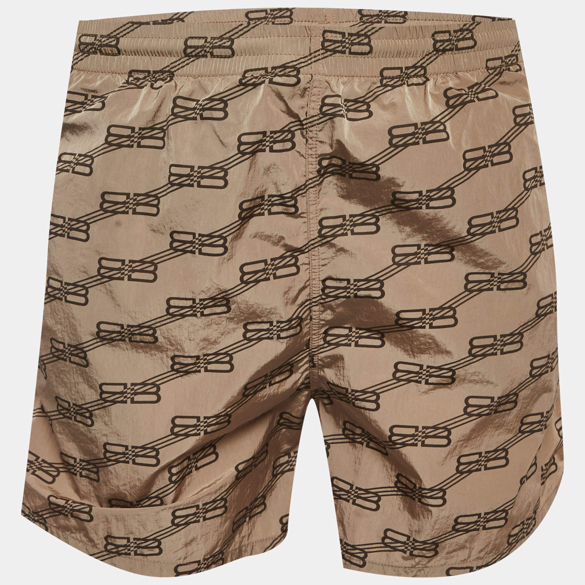 Pre Owned Balenciaga Brown BB Monogram Nylon Swim Shorts XL