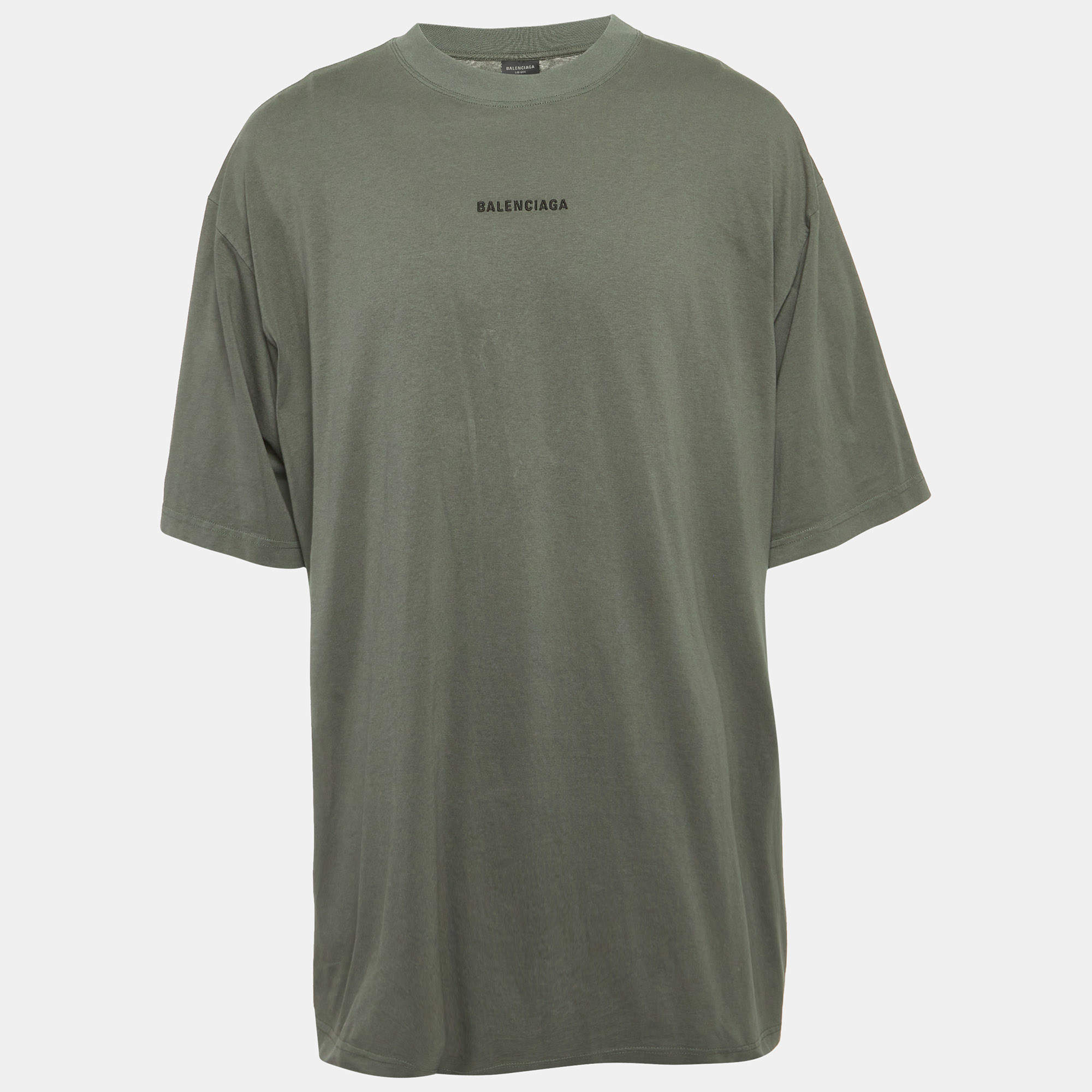 مملوكة مسبقًا تي شيرت بالنسياغا قميص جيرسي مطرز بشعار عربي رمادي مقاس كبير جدًا جدًا - إكس إكس لارج