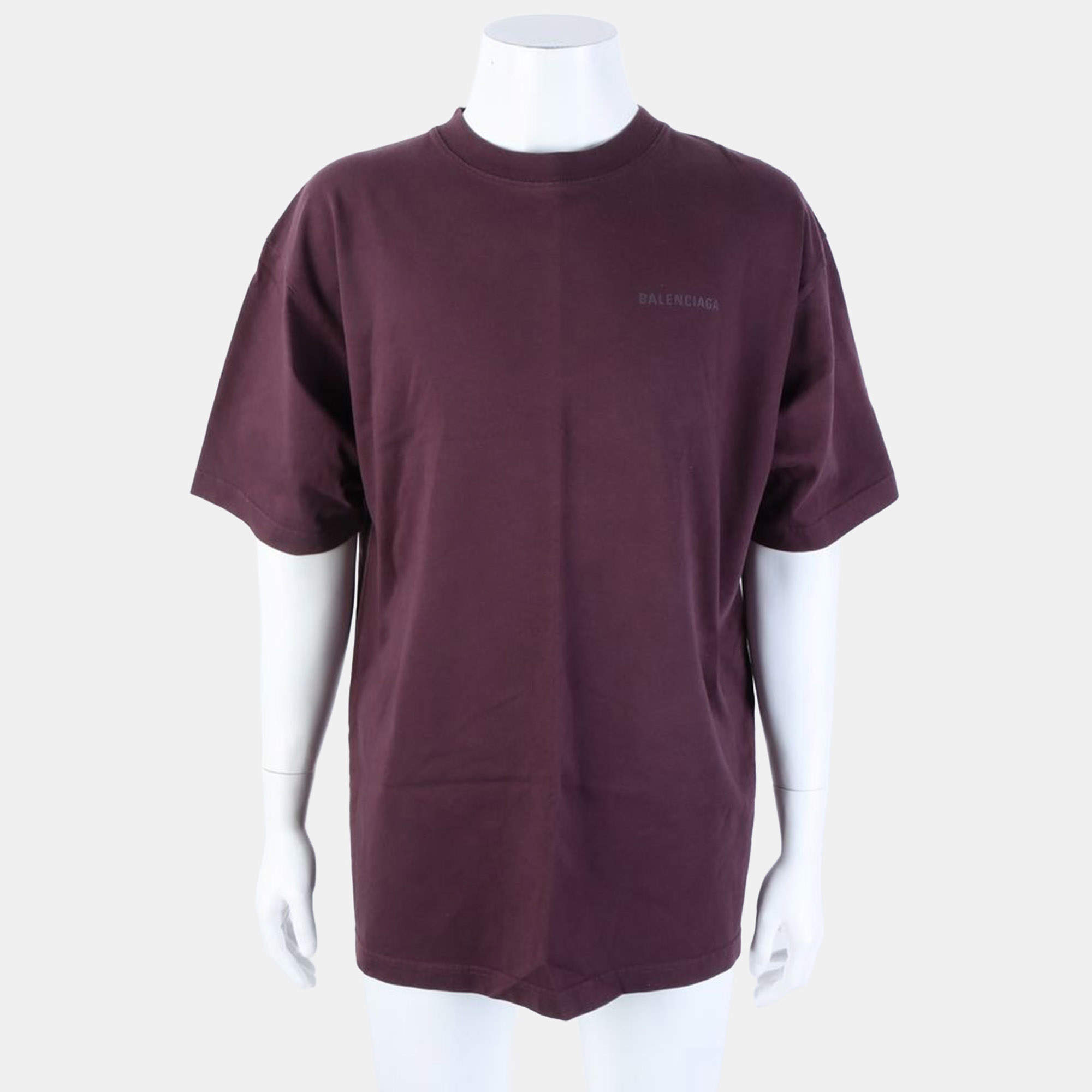 Balenciaga Unifit Blue Logo Print Jersey Ripped Oversized T-Shirt