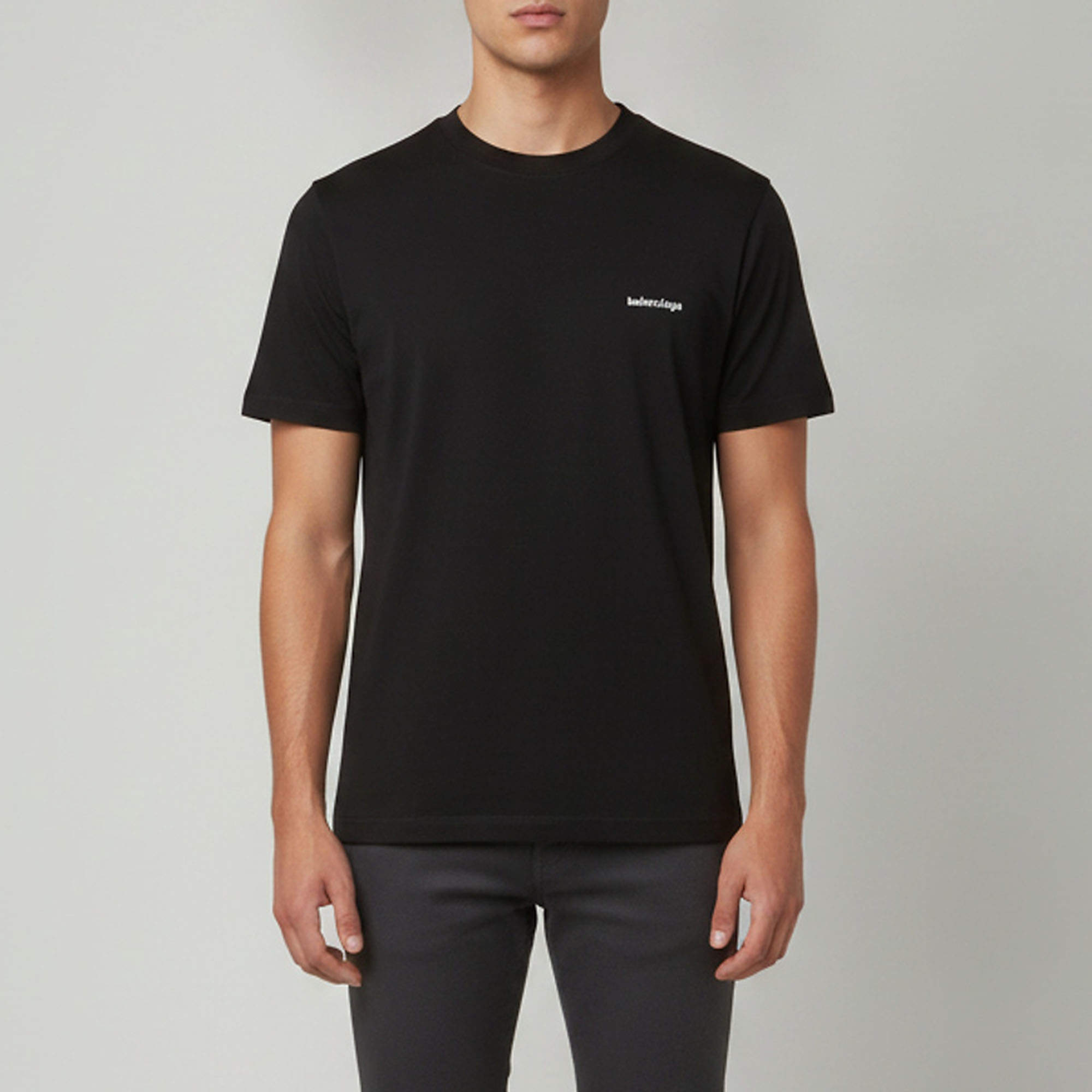 Pre Owned Balenciaga Black Logo Print Jersey Archetype Crew Neck T-Shirt M