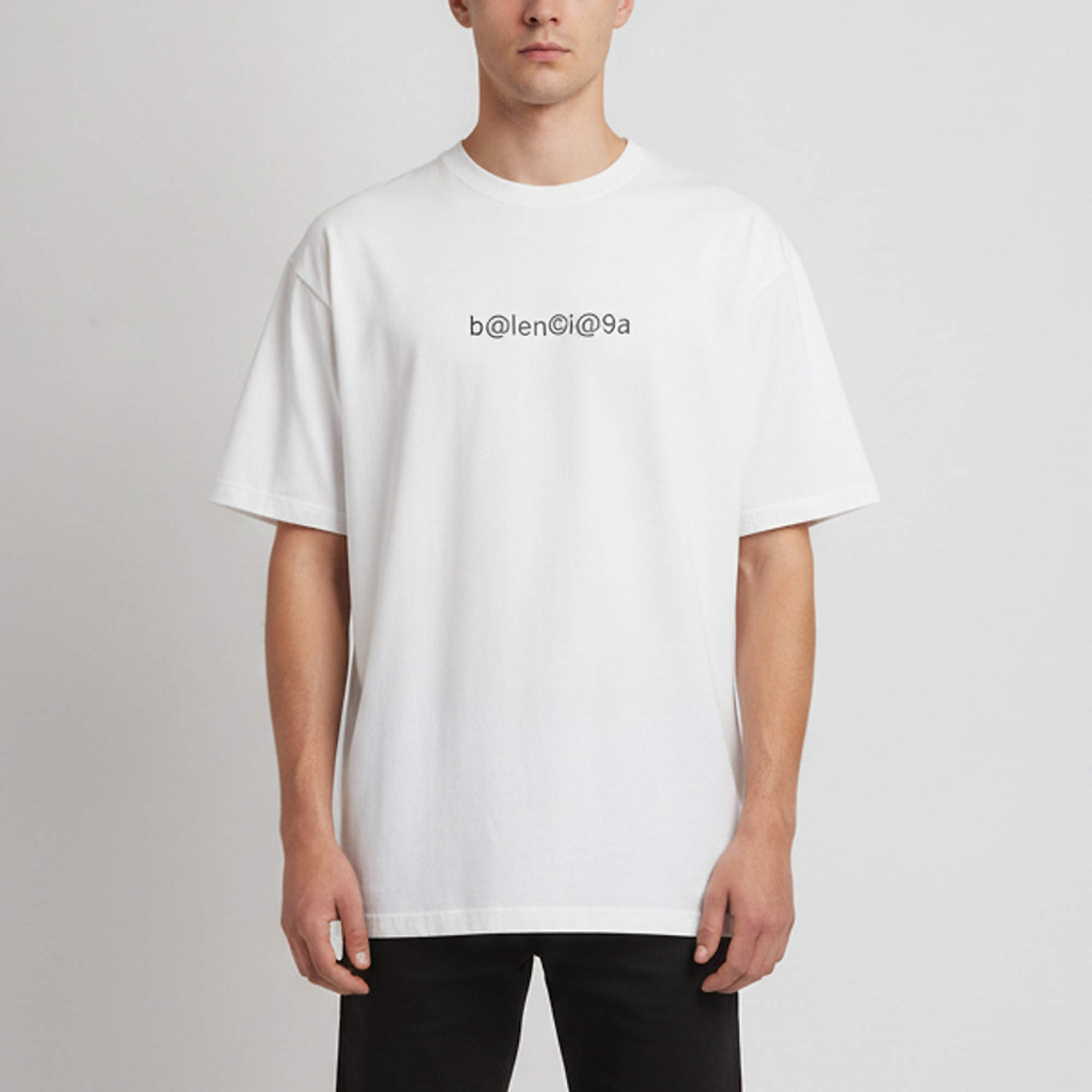 Pre Owned Balenciaga White Symbolic Logo Graphic Jersey T-Shirt XL 