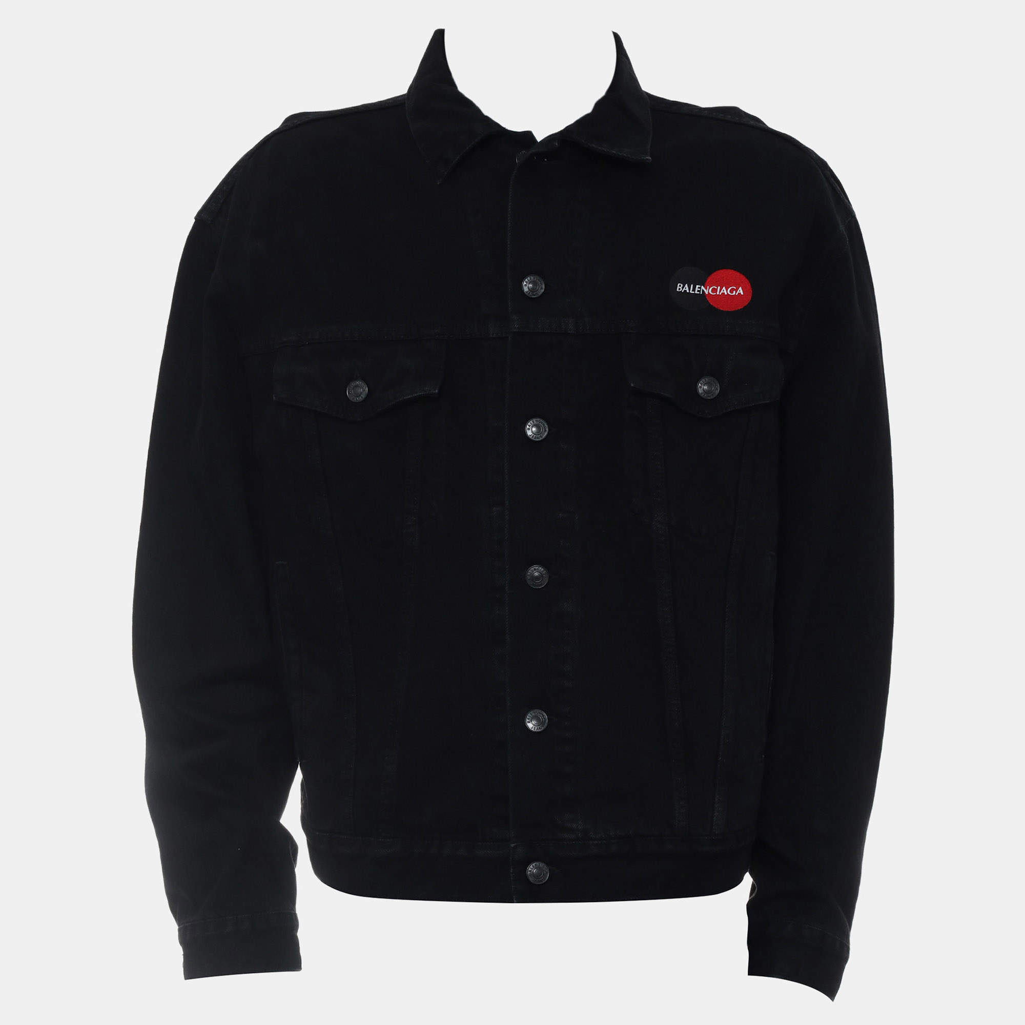 Pre Owned Balenciaga Mastercard Logo Denim Jacket